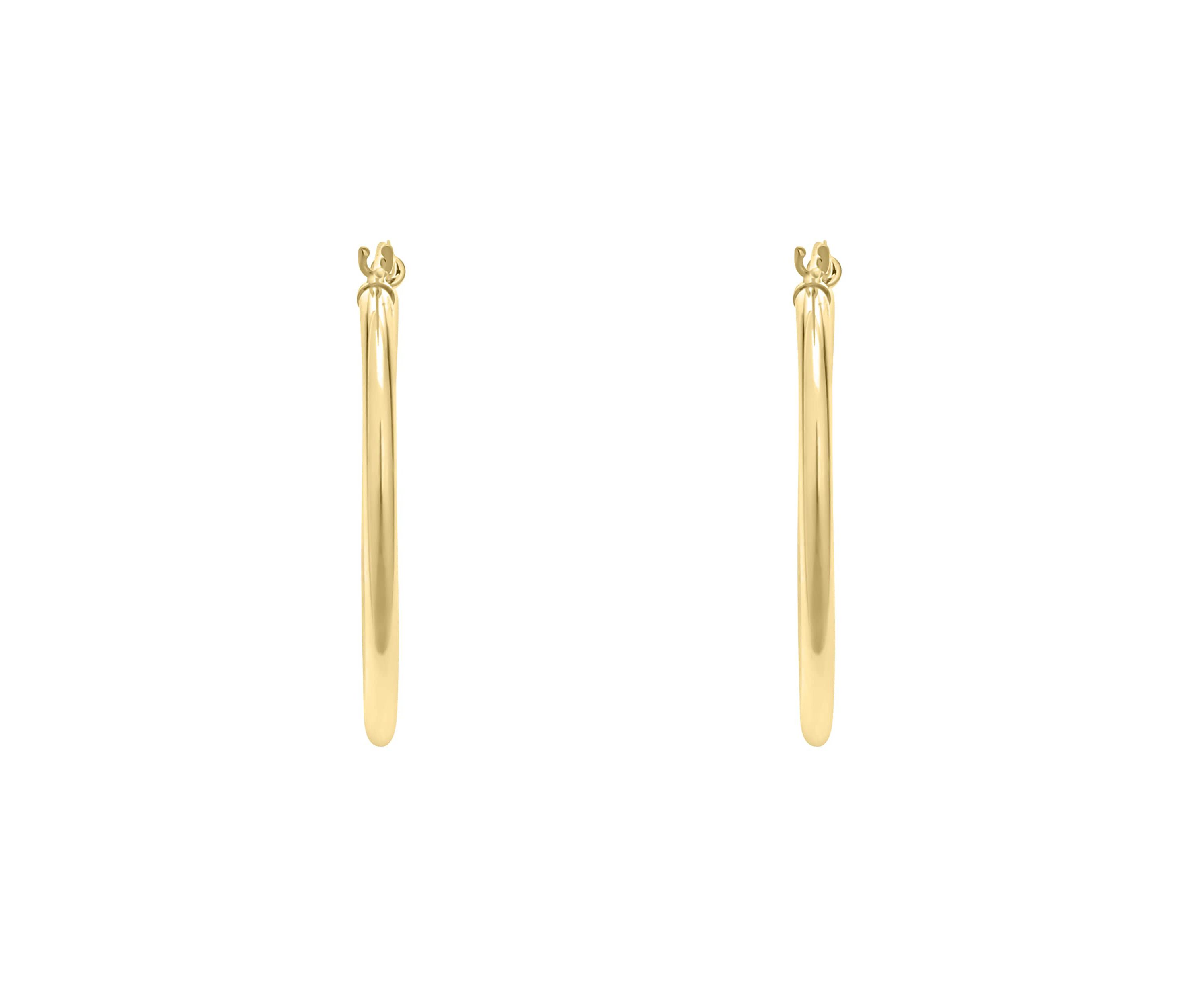 14K White Gold 30mm Click Hoop Earrings