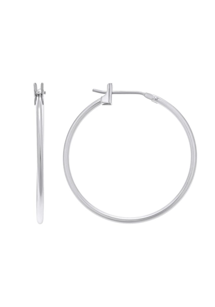 14K Yellow Gold 25mm Snap Hoop Earrings