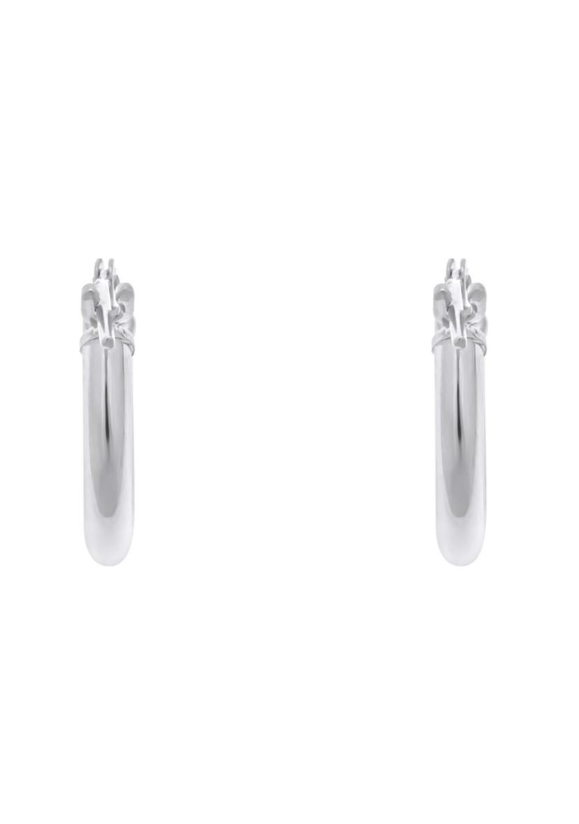 14K White Gold 12mm Click Hoop Earrings
