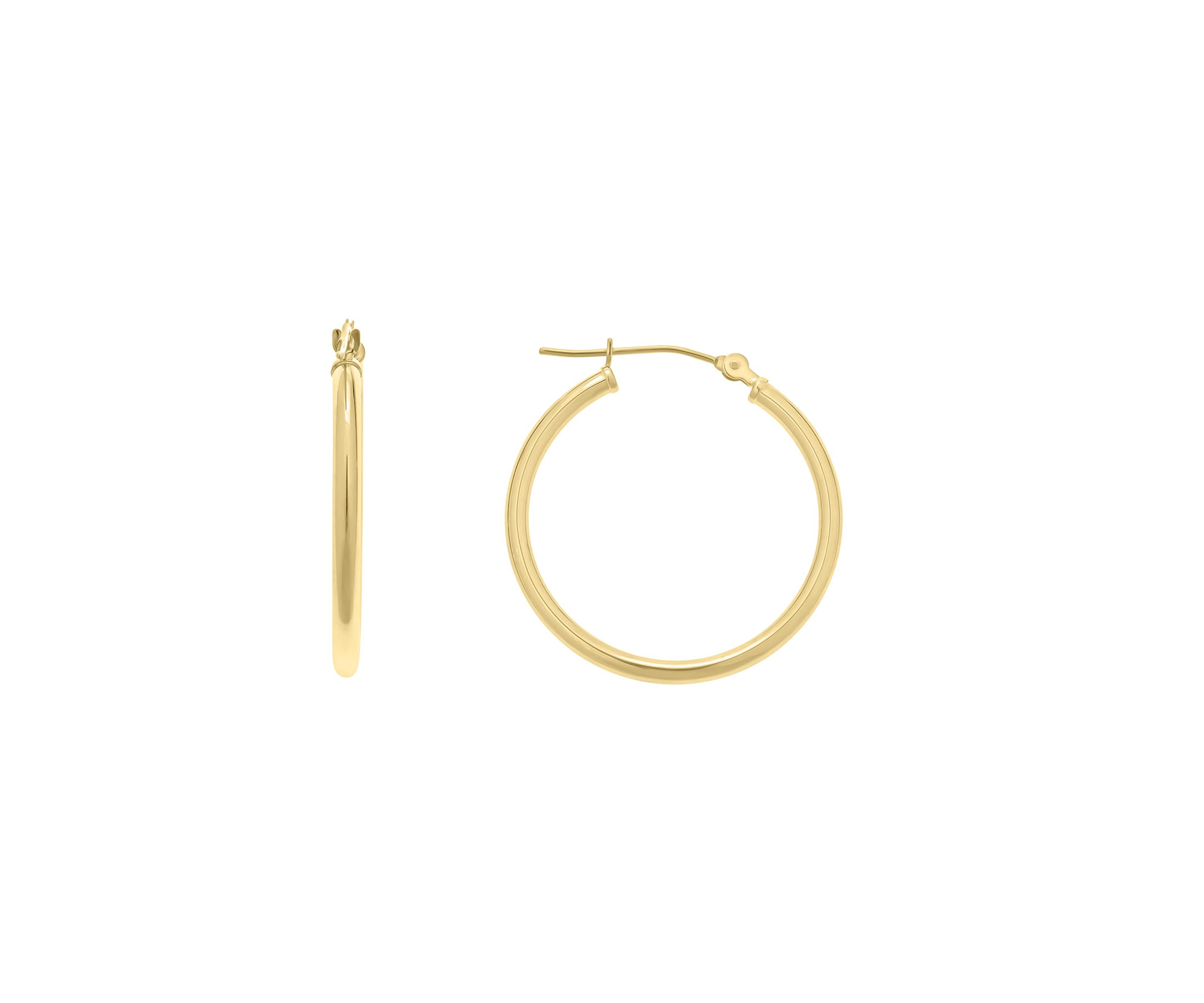 14K White Gold 25mm Click Hoop Earrings