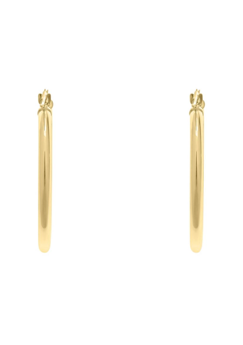 14K White Gold 25mm Click Hoop Earrings