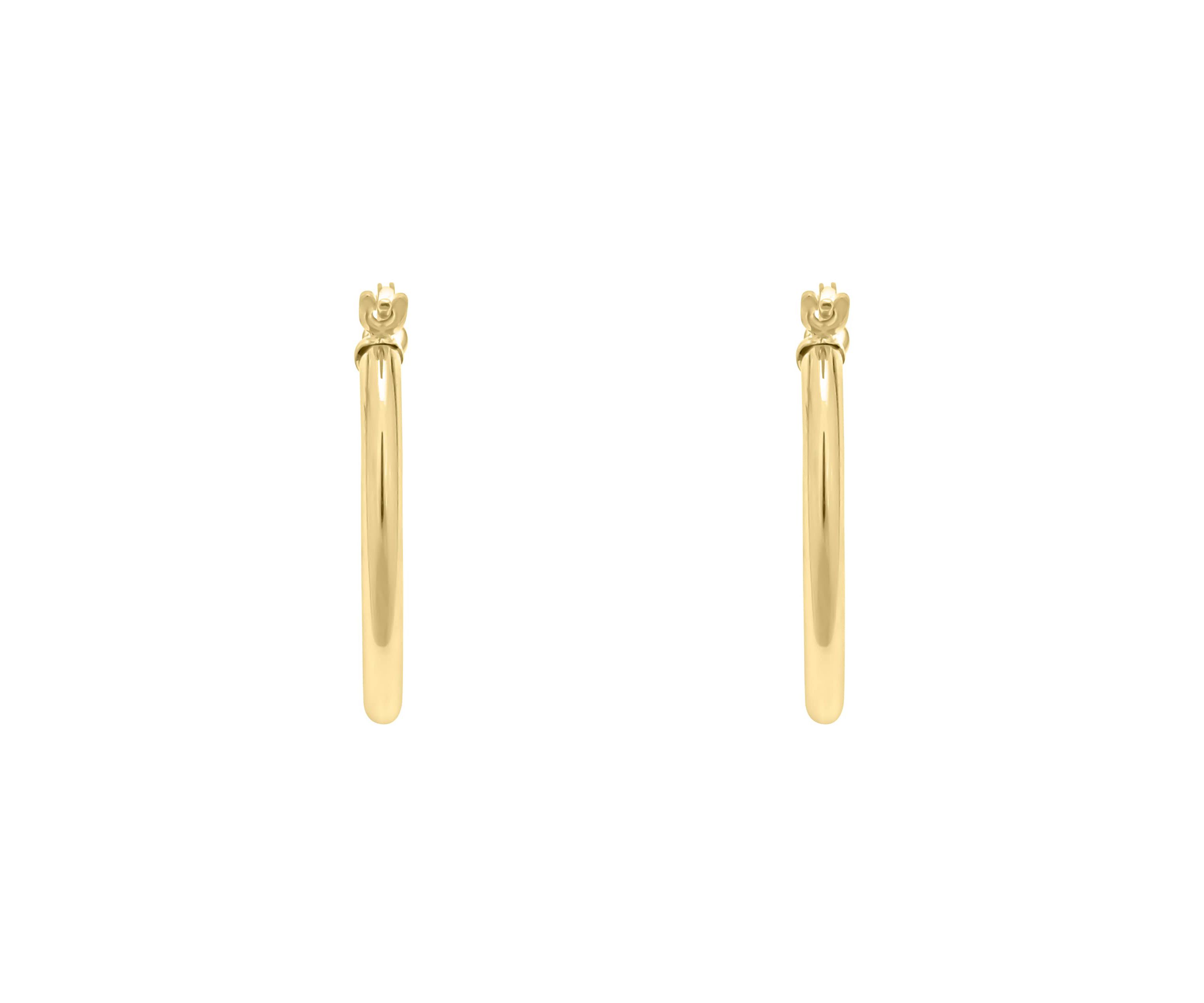 14K White Gold 20mm Click Hoop Earrings