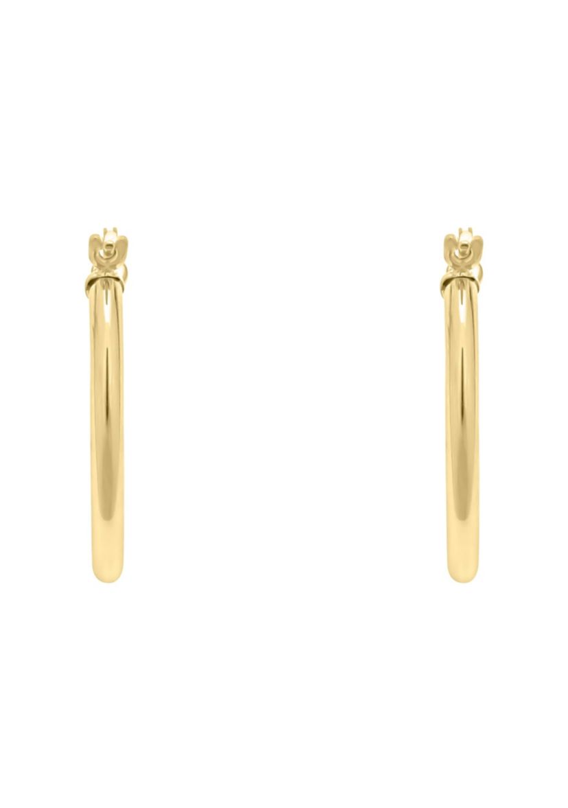 14K White Gold 20mm Click Hoop Earrings