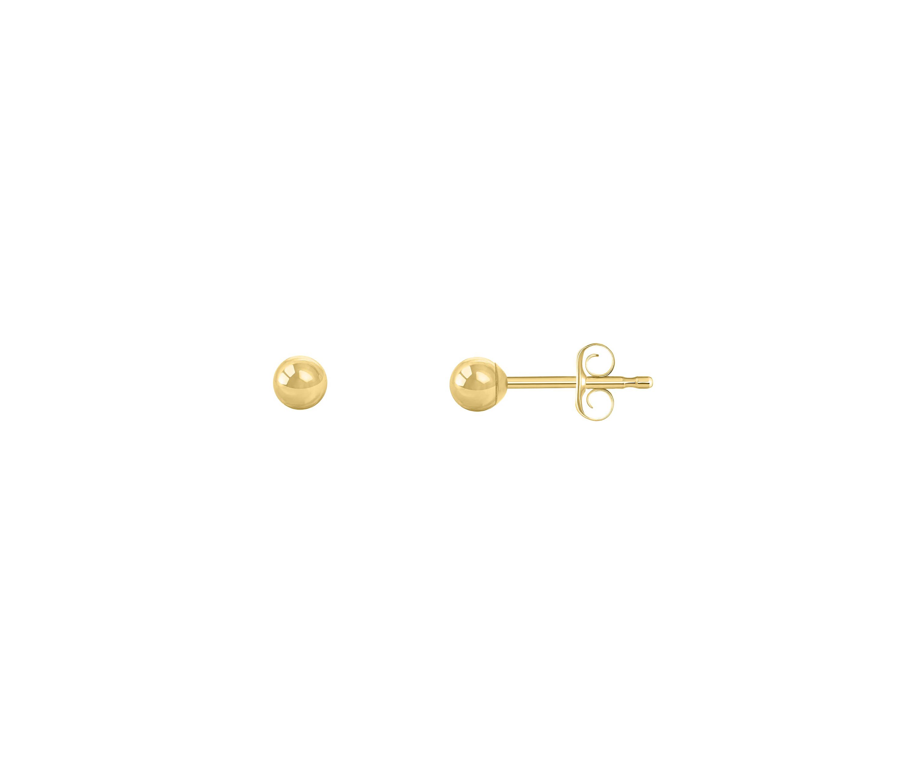 14K Yellow Gold 3mm Ball Stud Earrings