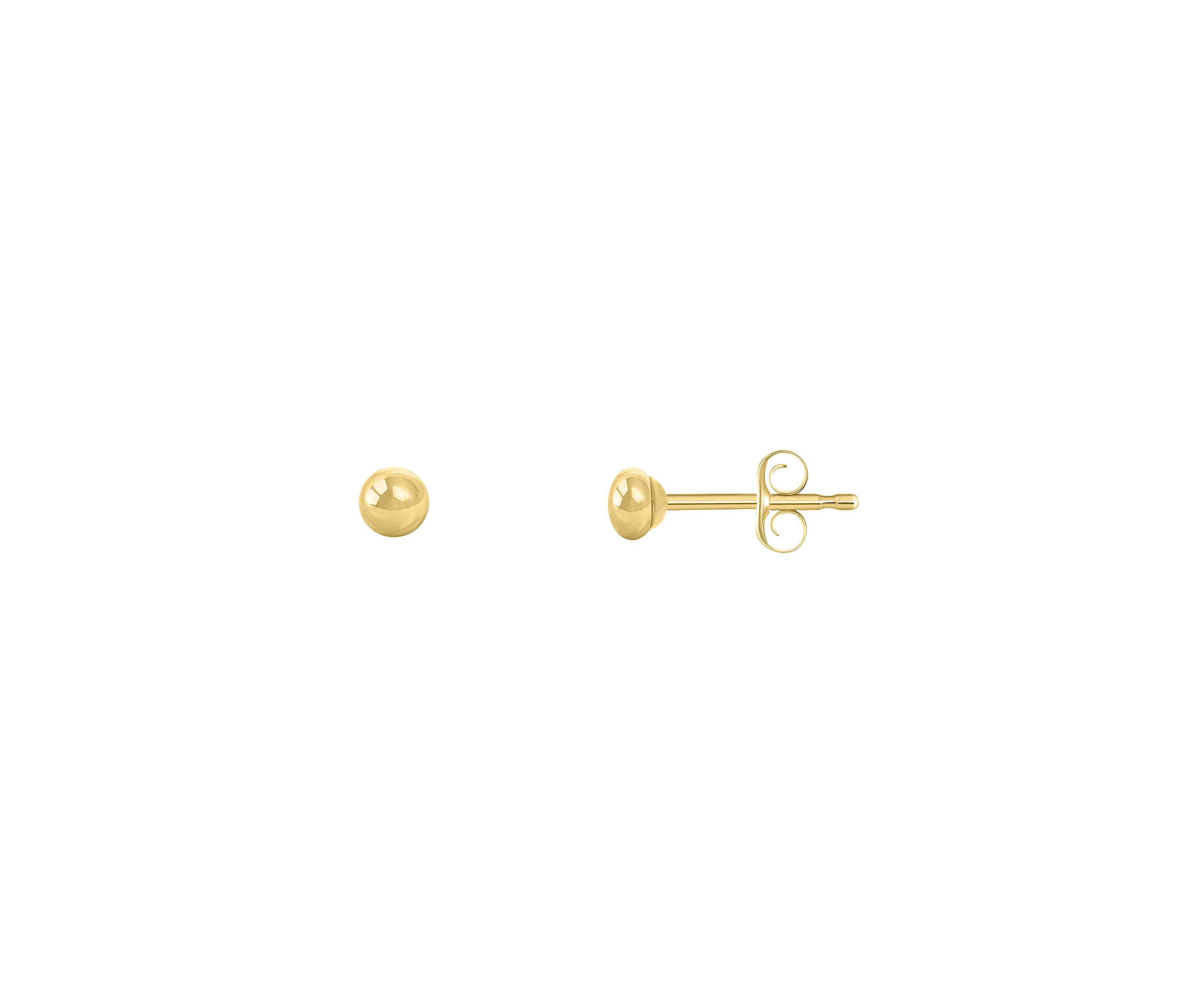 14K Yellow Gold 3mm Button Stud Earrings