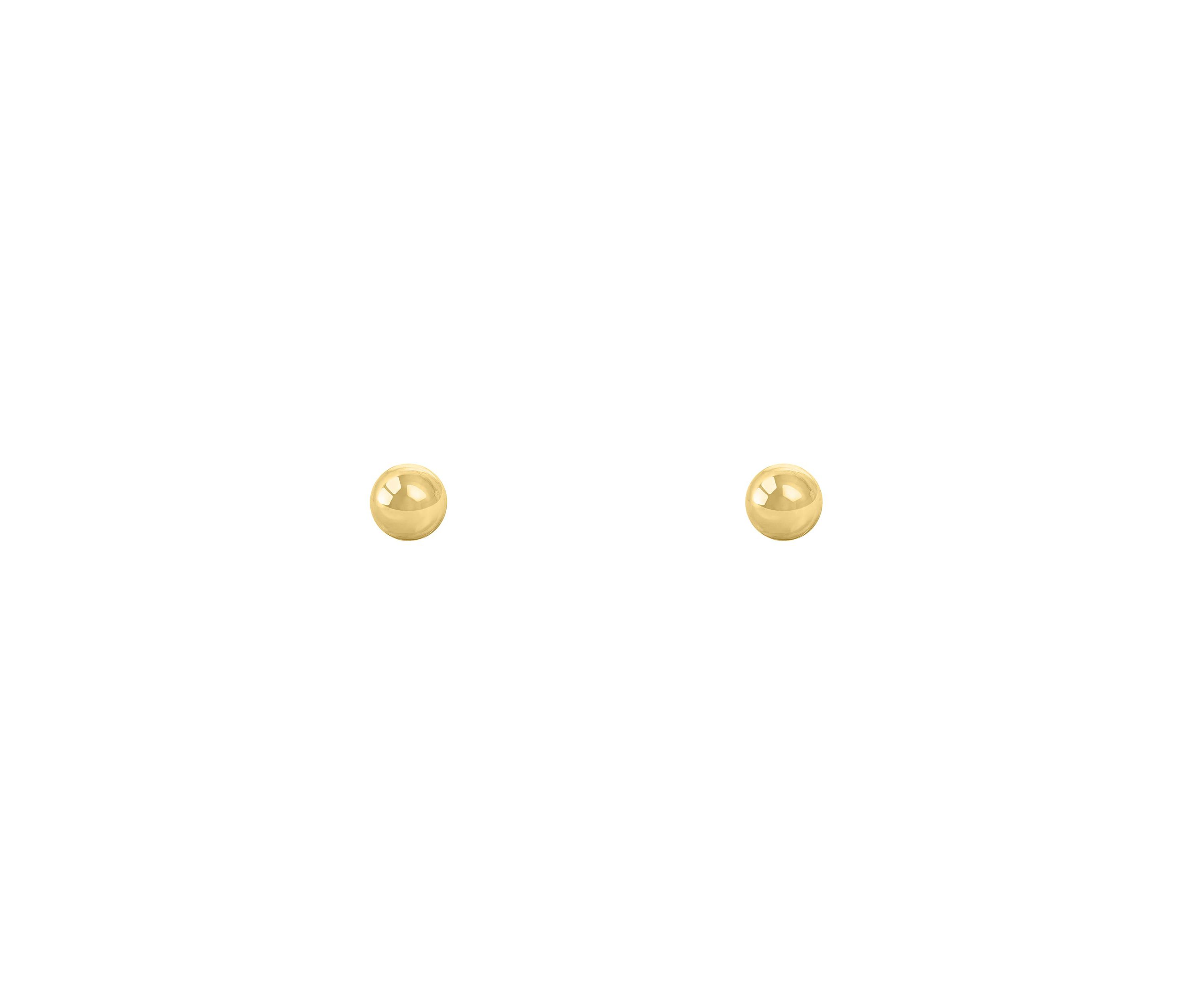 14K Yellow Gold 3mm Button Stud Earrings