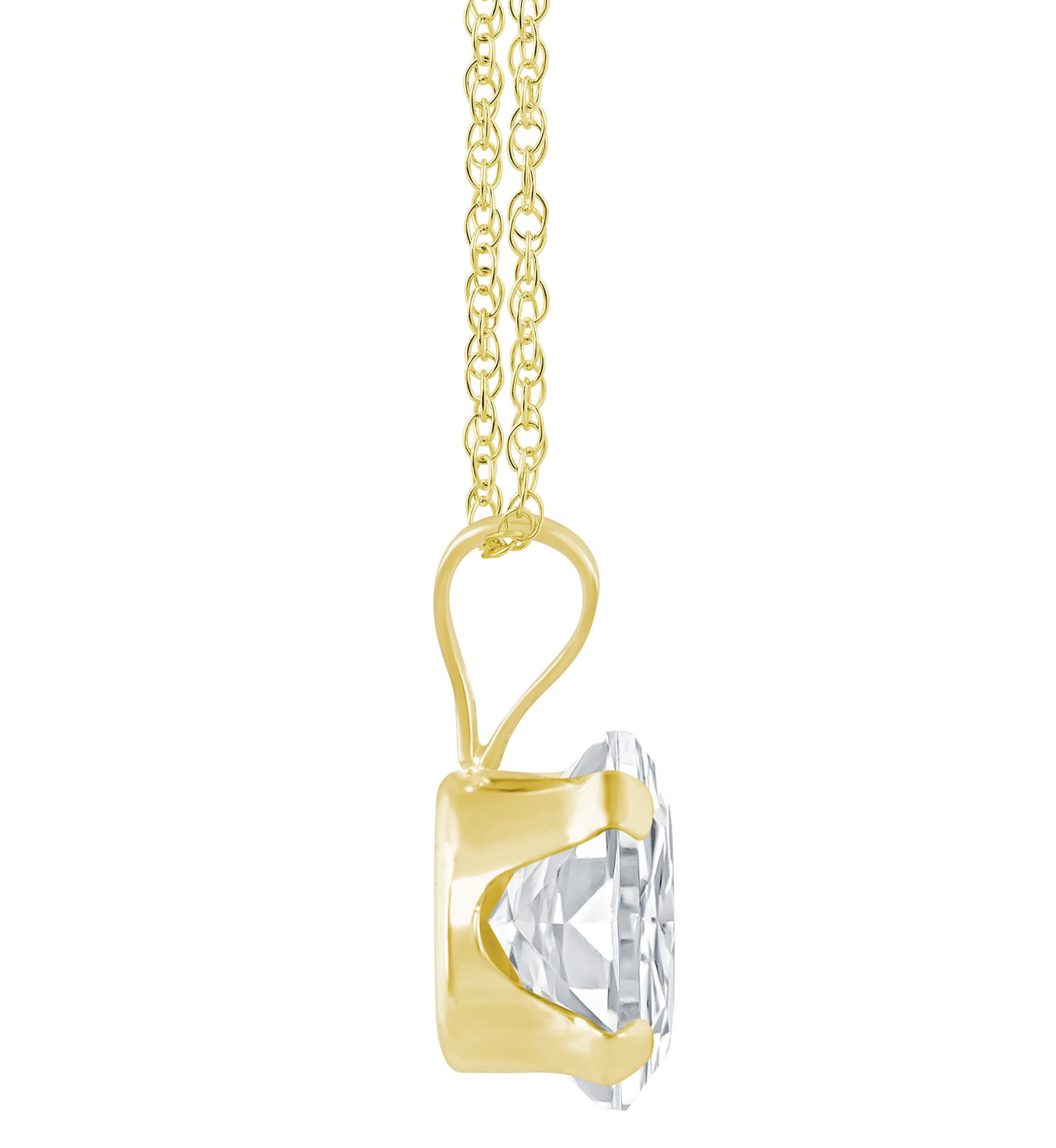 10K White Gold 7x5mm Oval White Topaz Pendant Necklace