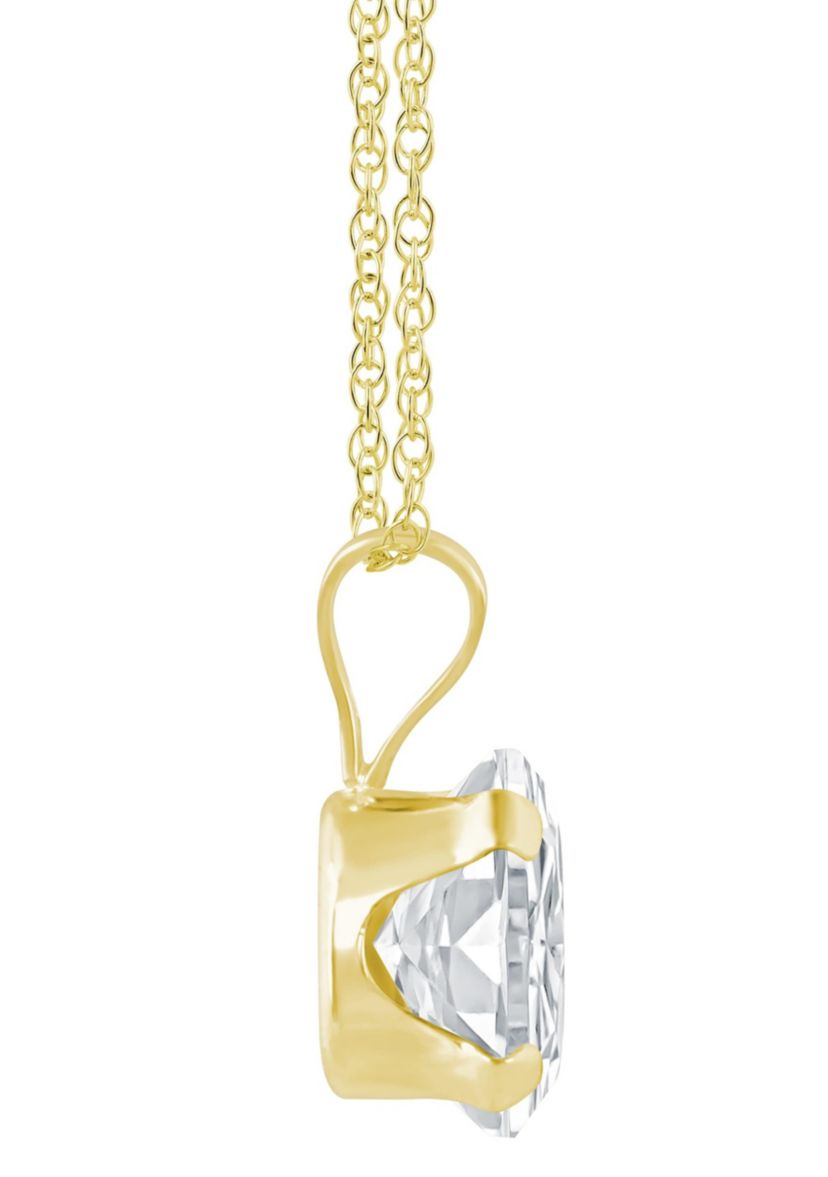 10K White Gold 7x5mm Oval White Topaz Pendant Necklace