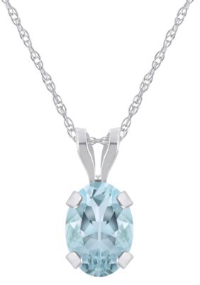 Belk & Co 10K White Gold 7x5mm Oval Aquamarine Pendant Necklace