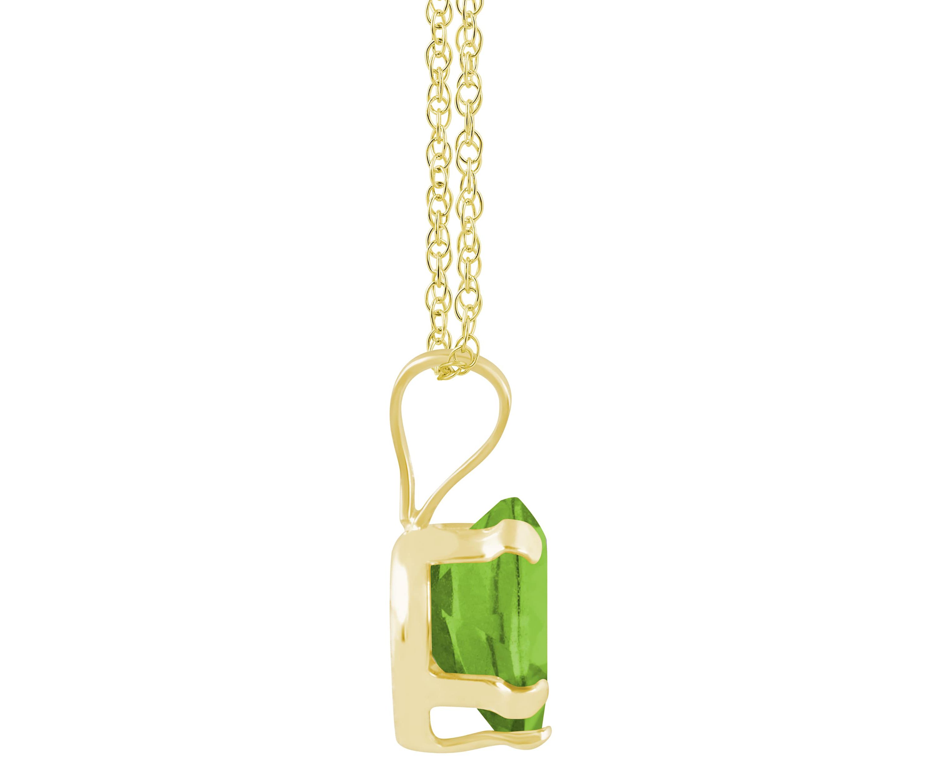 10K Yellow Gold 6mm Heart Shape Peridot Pendant Necklace