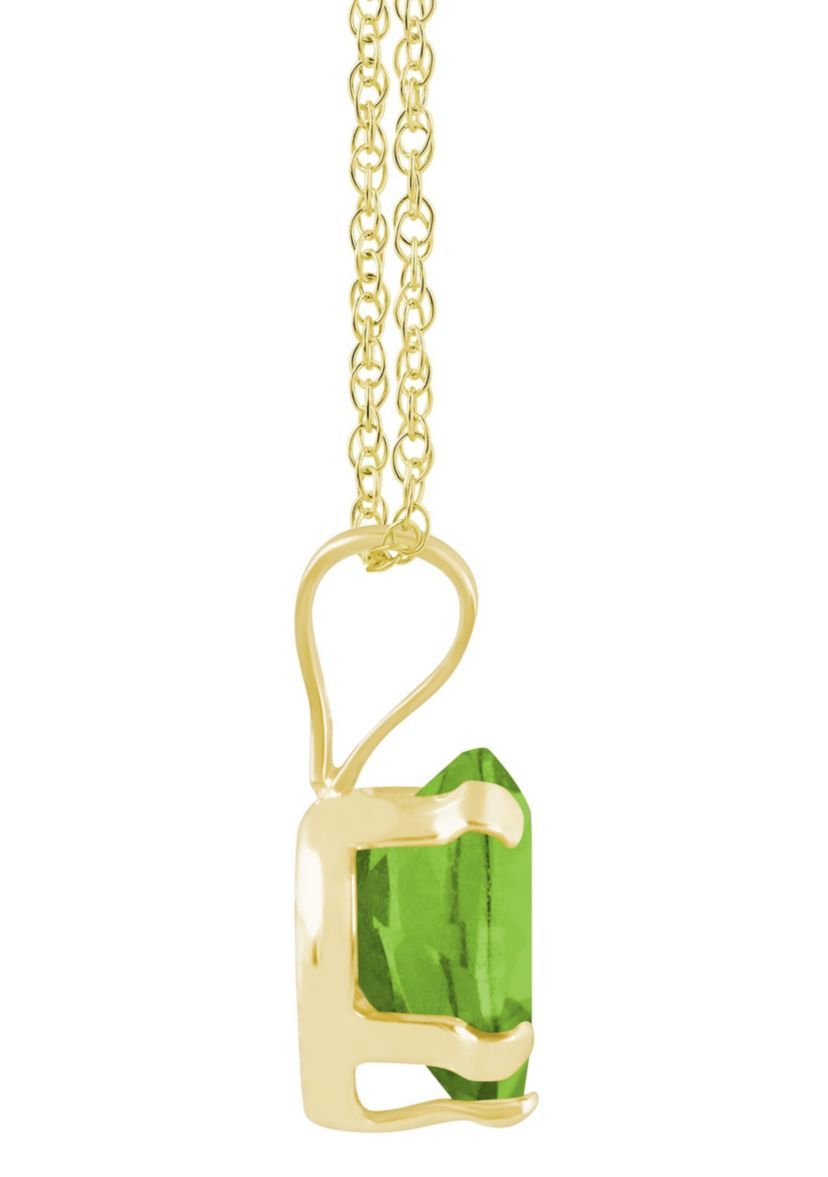 10K Yellow Gold 6mm Heart Shape Peridot Pendant Necklace