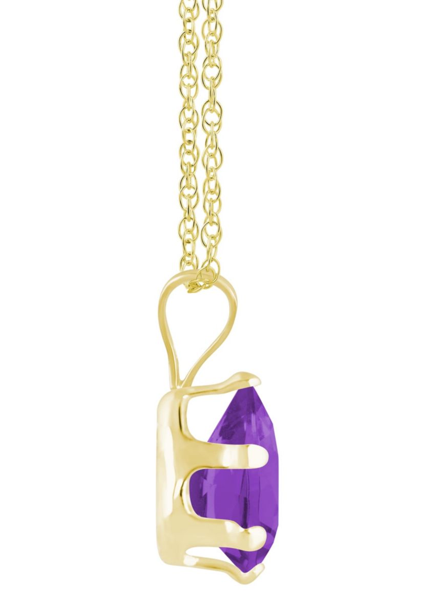 10K Yellow Gold 7x5mm Pear Shape Amethyst Pendant Necklace