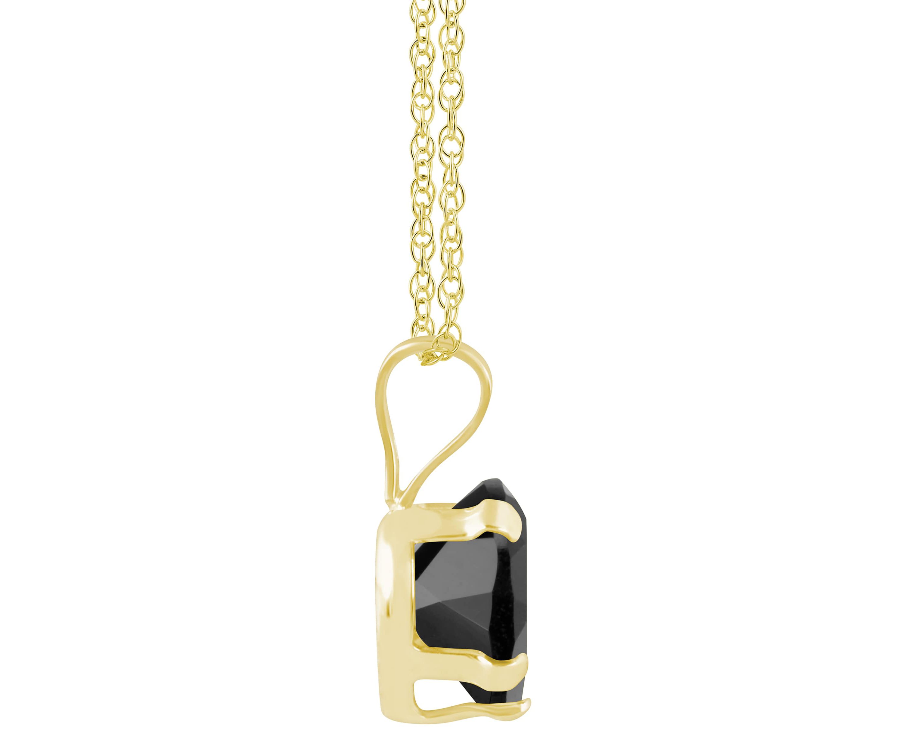 10K White Gold 6mm Heart Shape Black Onyx Pendant Necklace