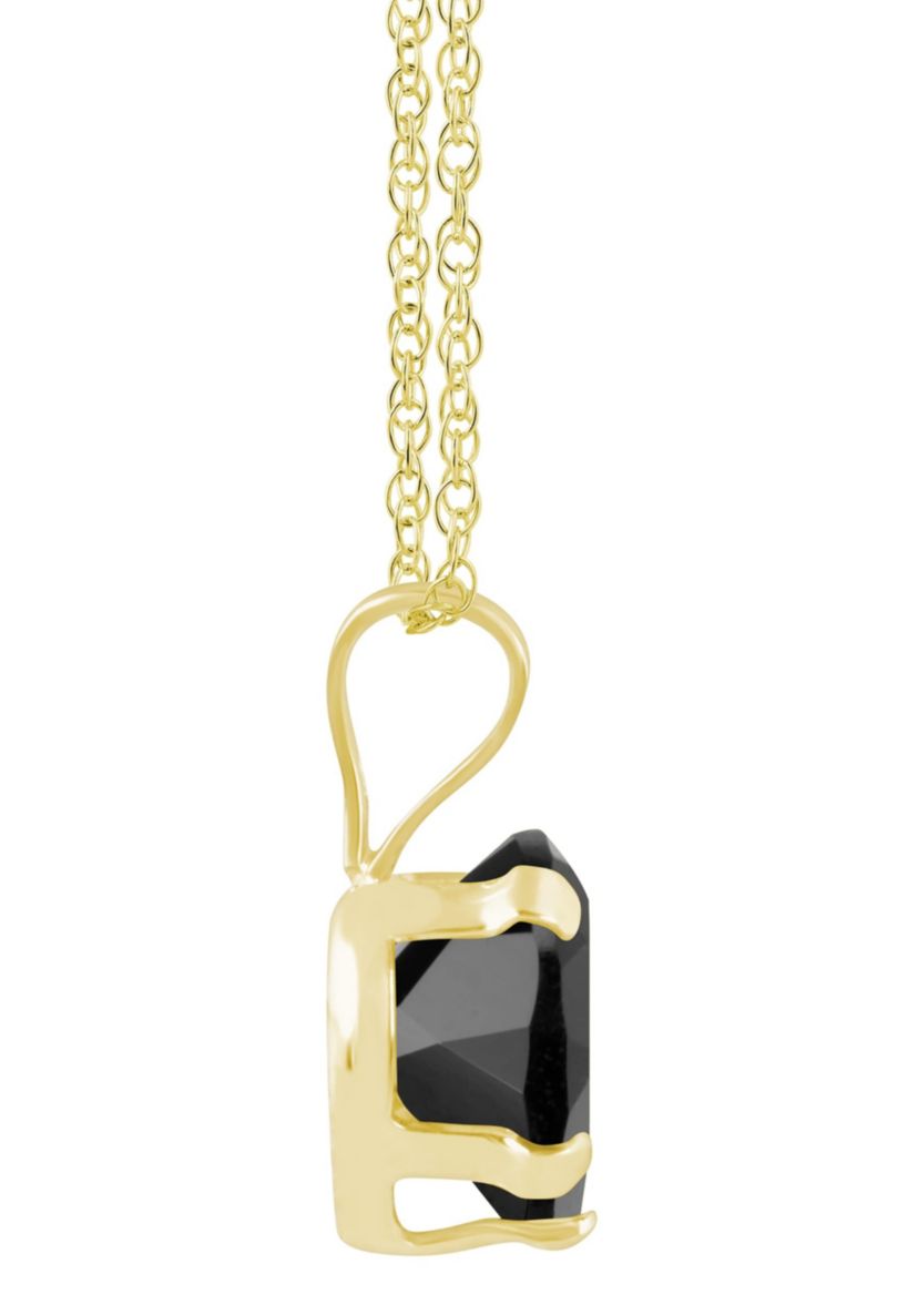 10K White Gold 6mm Heart Shape Black Onyx Pendant Necklace