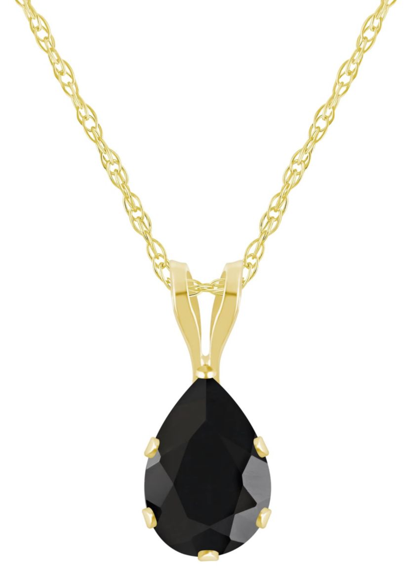 10K Yellow Gold 7x5mm Pear Shape Black Onyx Pendant Necklace