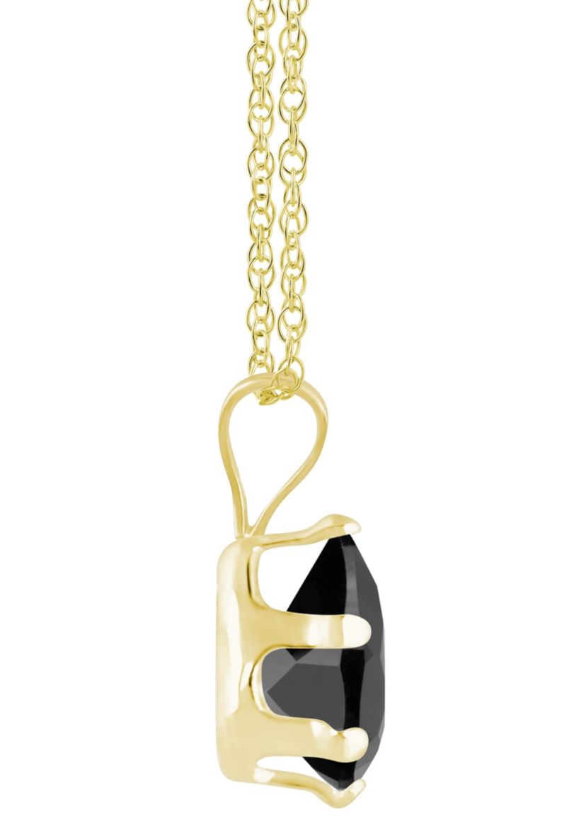 10K Yellow Gold 7x5mm Pear Shape Black Onyx Pendant Necklace