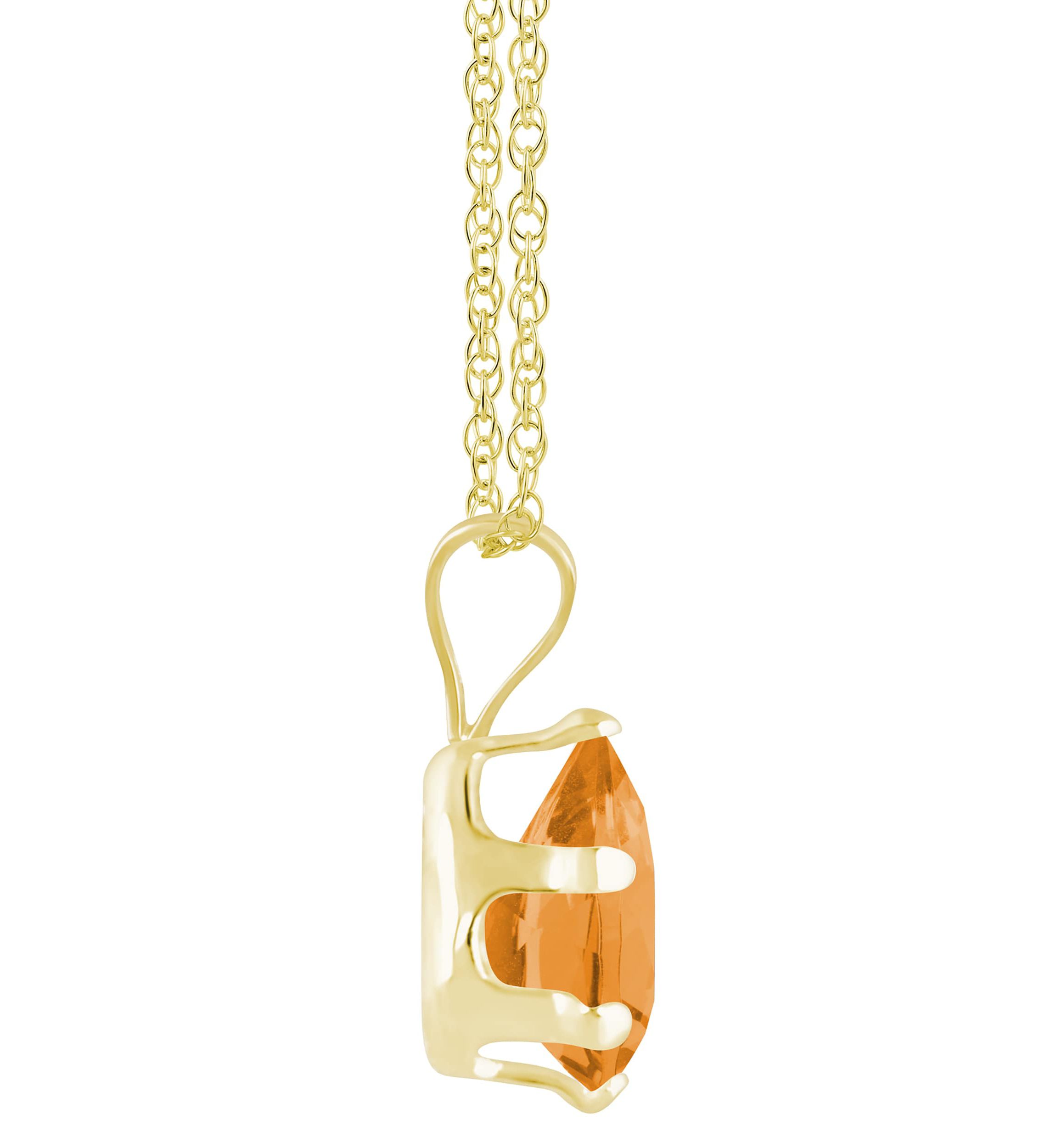 10K Yellow Gold 7x5mm Pear Shape Citrine Pendant Necklace