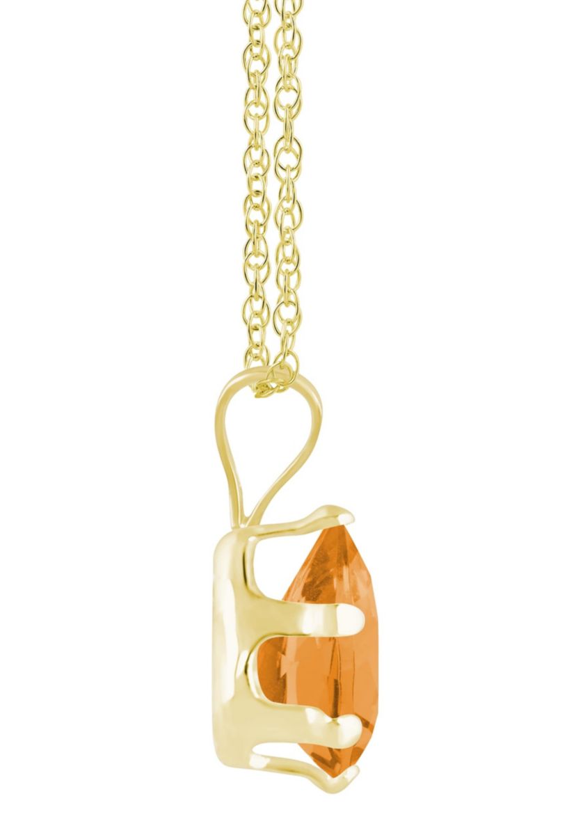 10K Yellow Gold 7x5mm Pear Shape Citrine Pendant Necklace