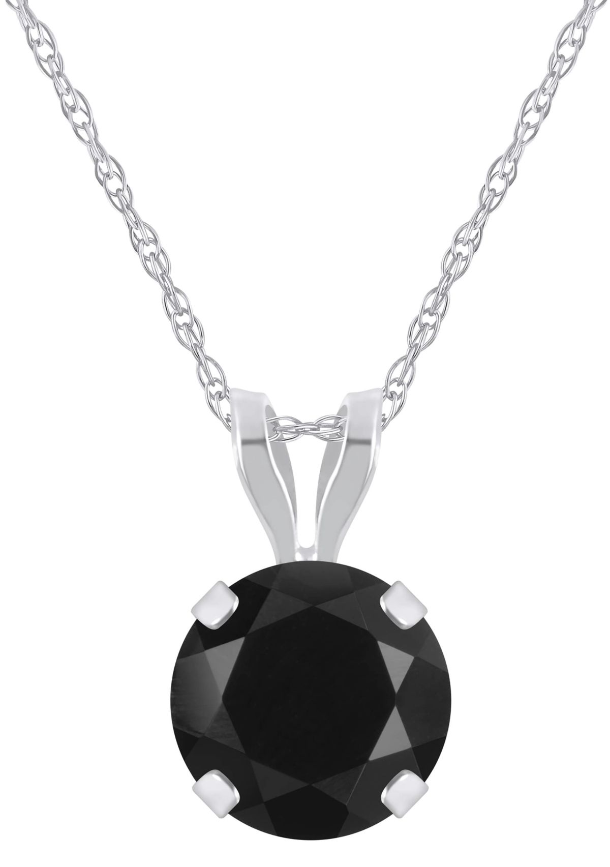 10K Yellow Gold 6mm Round Black Onyx Pendant Necklace