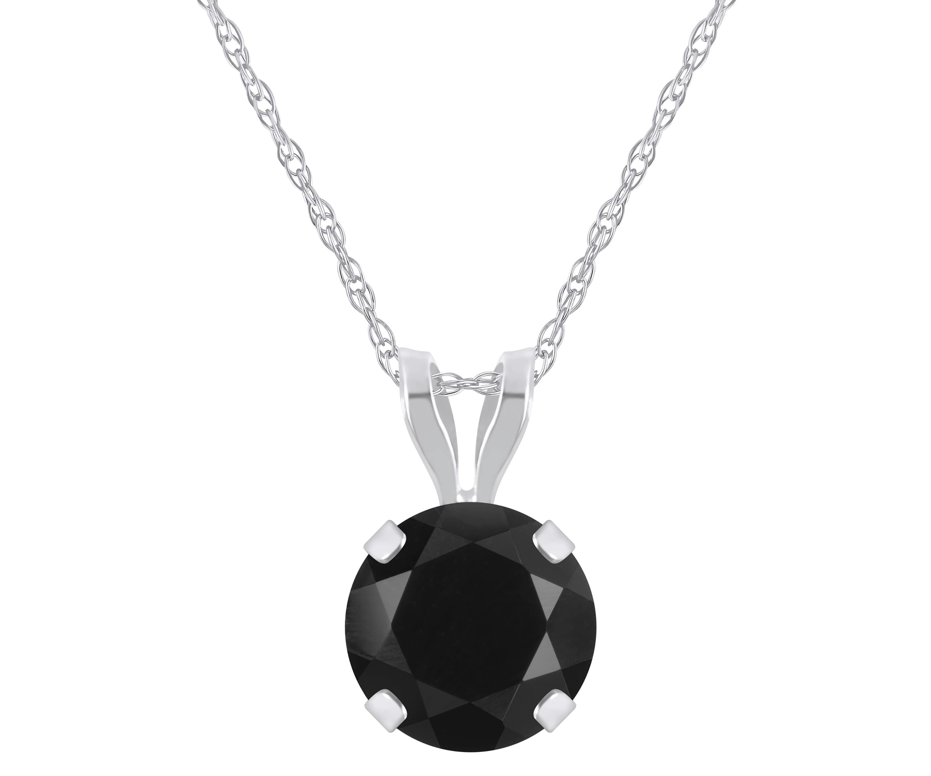 10K Yellow Gold 6mm Round Black Onyx Pendant Necklace
