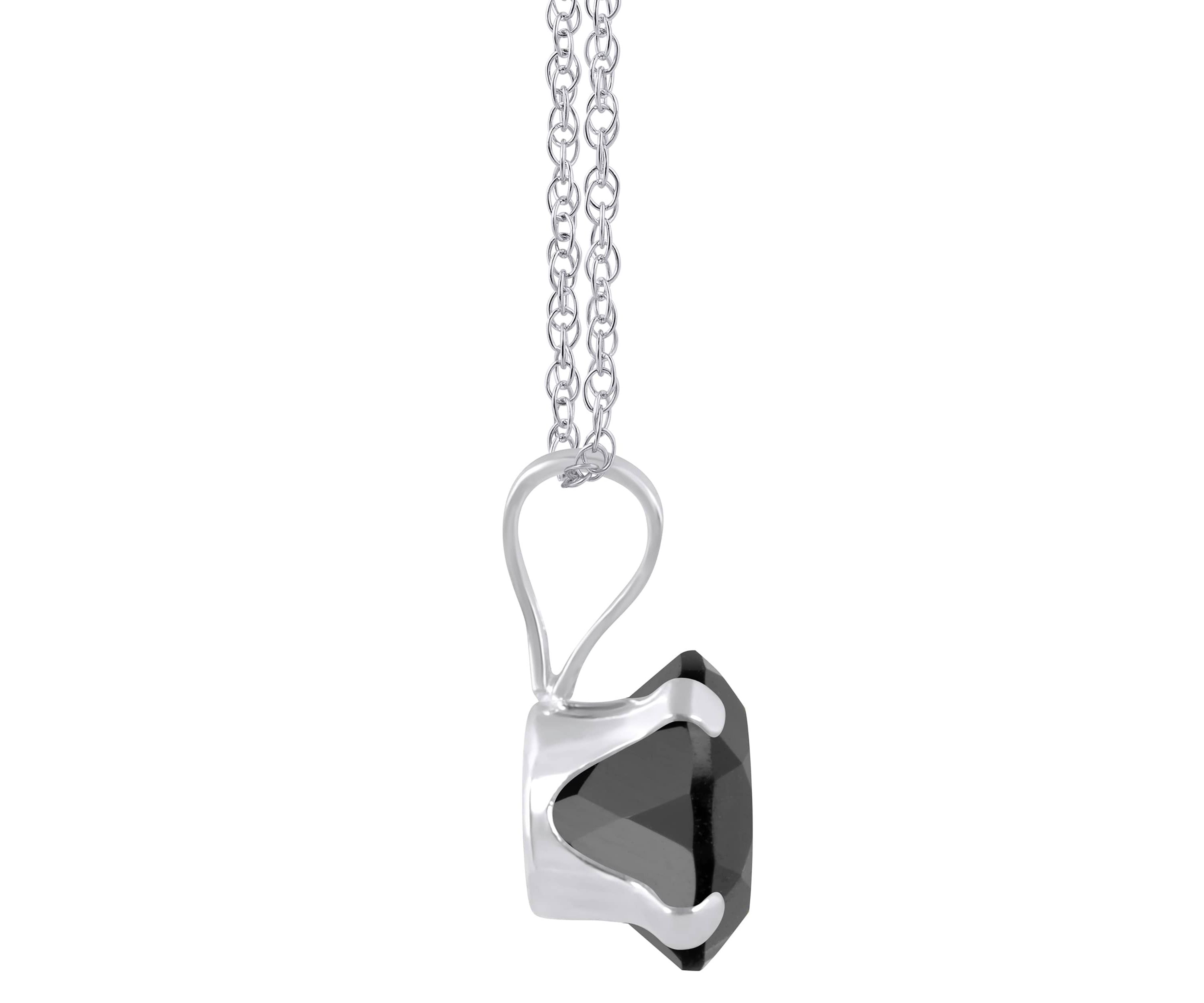 10K Yellow Gold 6mm Round Black Onyx Pendant Necklace