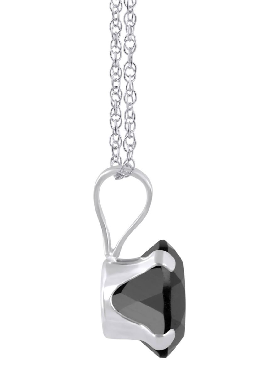 10K Yellow Gold 6mm Round Black Onyx Pendant Necklace