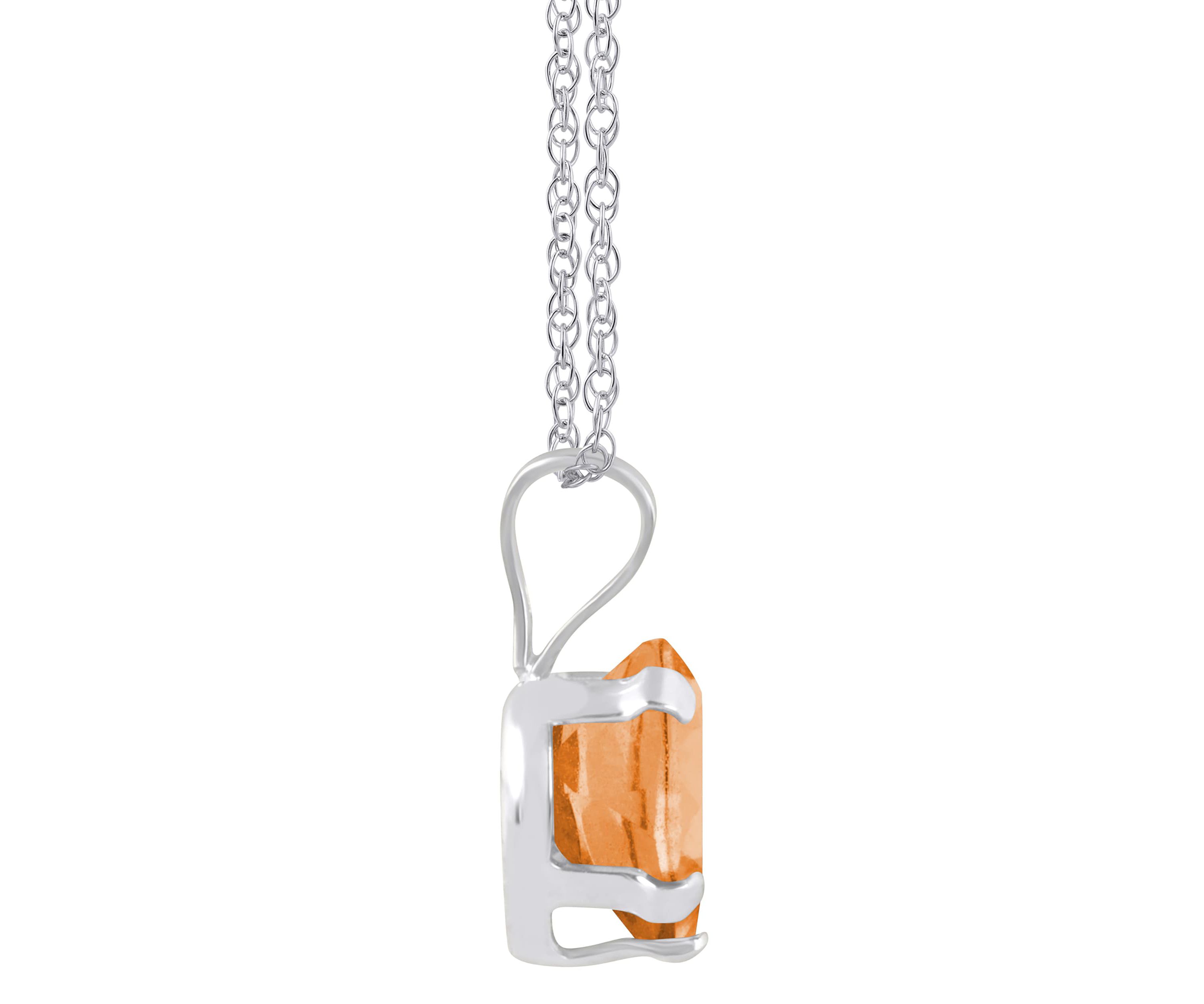 10K White Gold 6mm Heart Shape Citrine Pendant Necklace