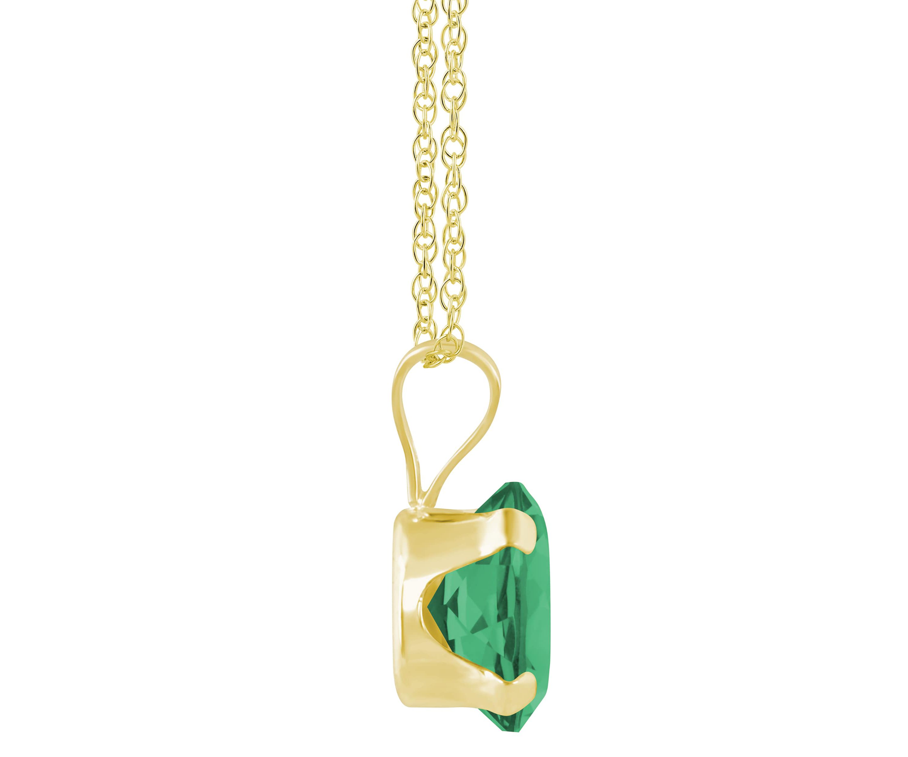 Lab Created 10K White Gold 7x5mm Oval Created Emerald Pendant Necklace