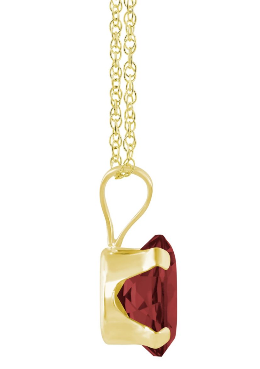 10K Yellow Gold 7x5mm Oval Garnet Pendant Necklace