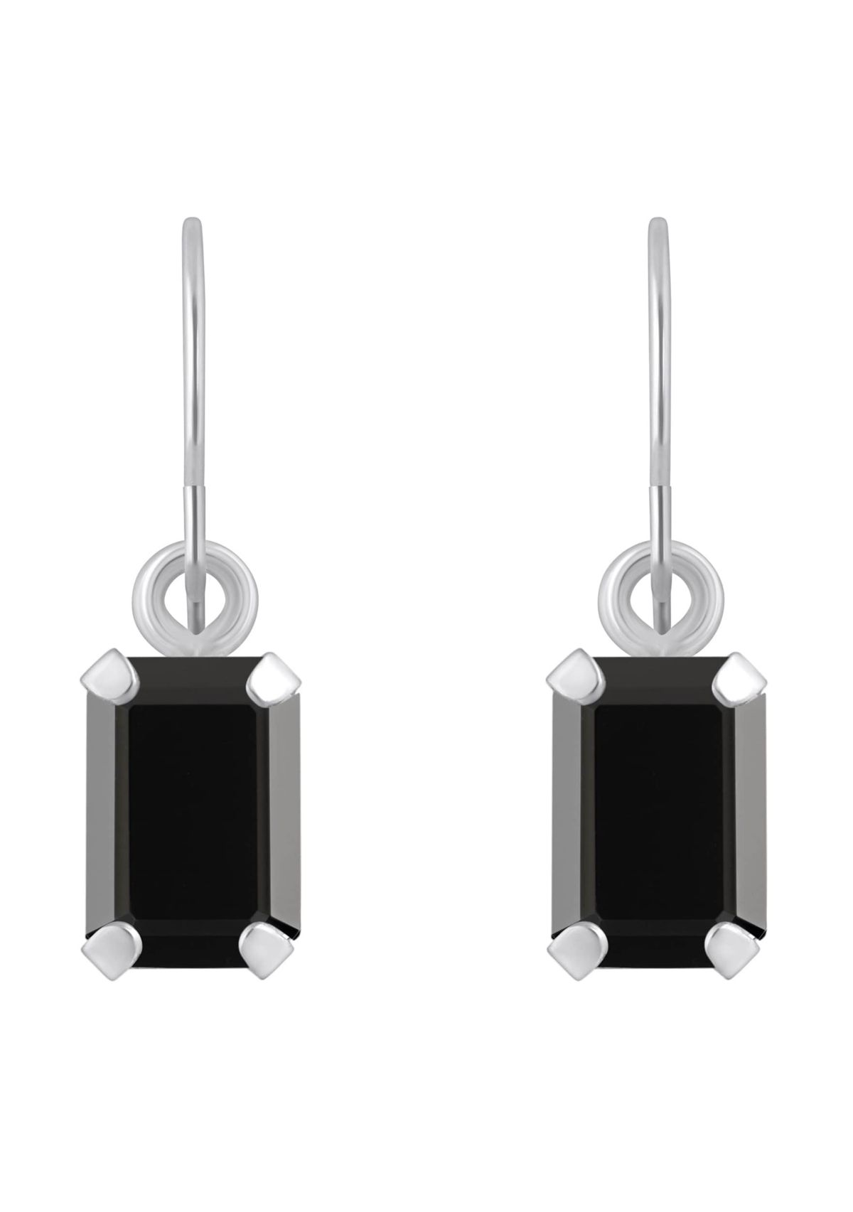 10K Yellow Gold 6x4mm Emerald Cut Black Onyx Drop Earrings