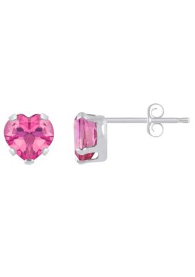 Belk & Co 10K Yellow Gold 5mm Heart Shape Amethyst Stud Earrings, White