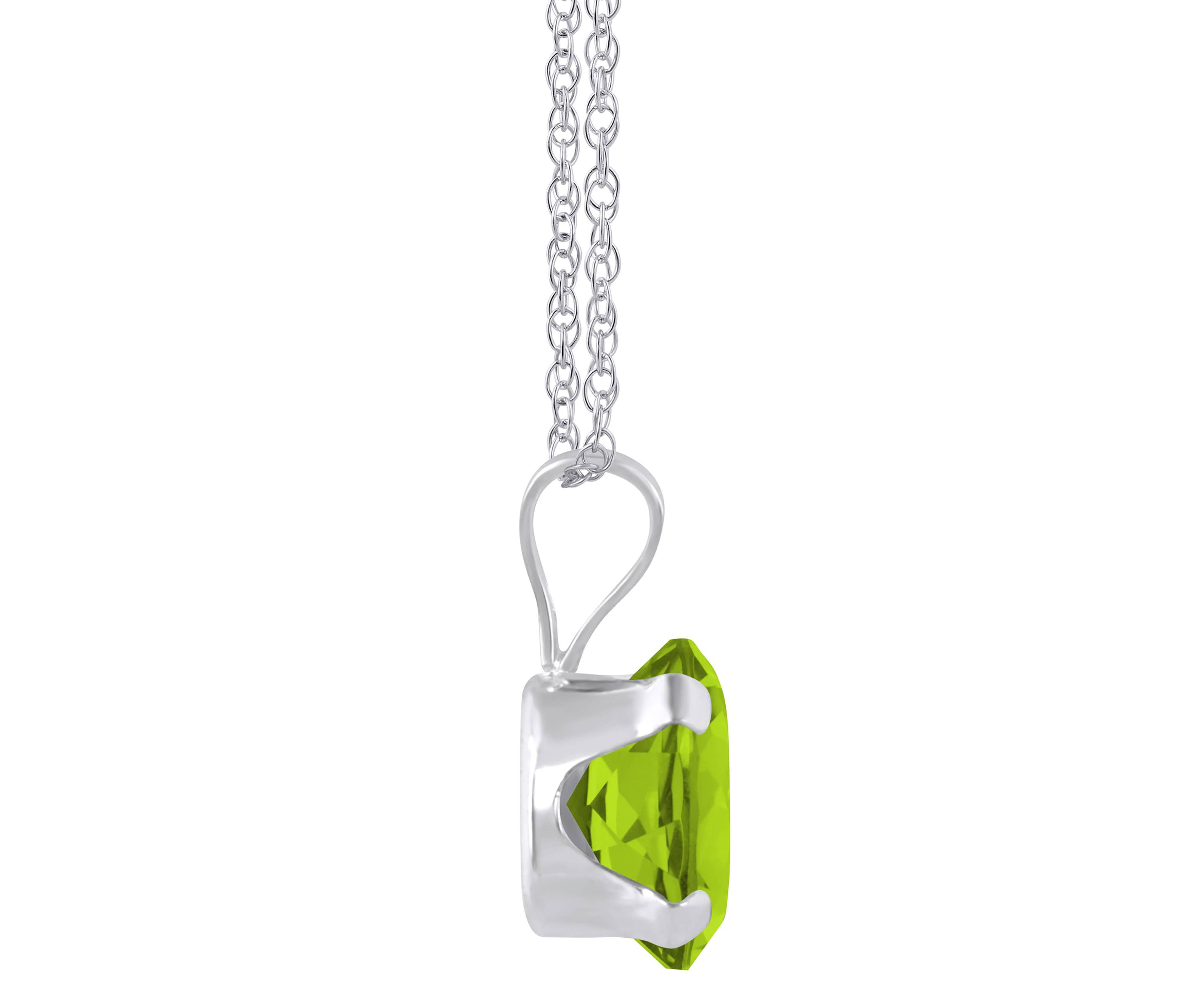 10K White Gold 7x5mm Oval Peridot Pendant Necklace