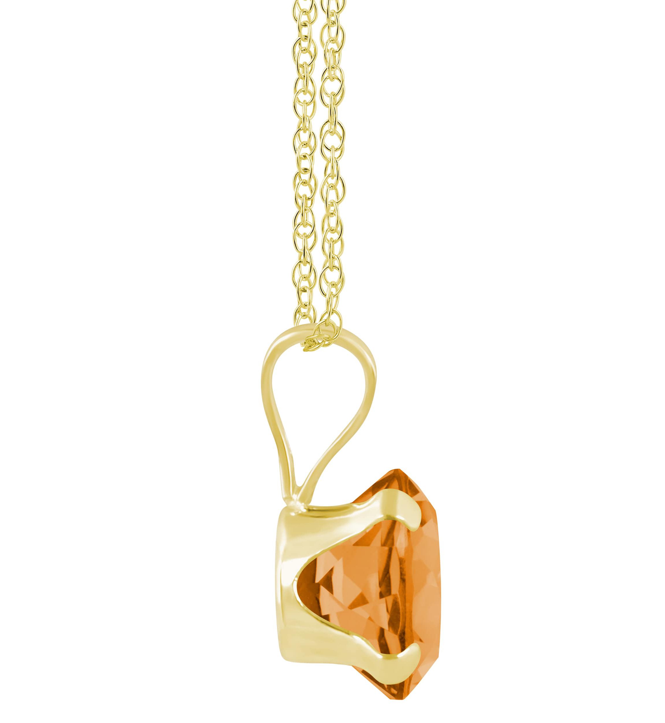 10K White Gold 6mm Round Citrine Pendant Necklace