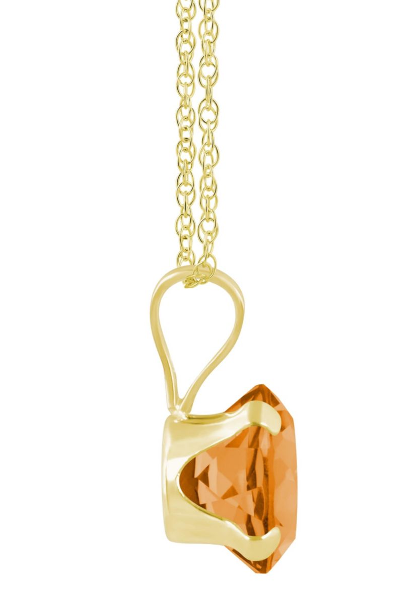 10K White Gold 6mm Round Citrine Pendant Necklace