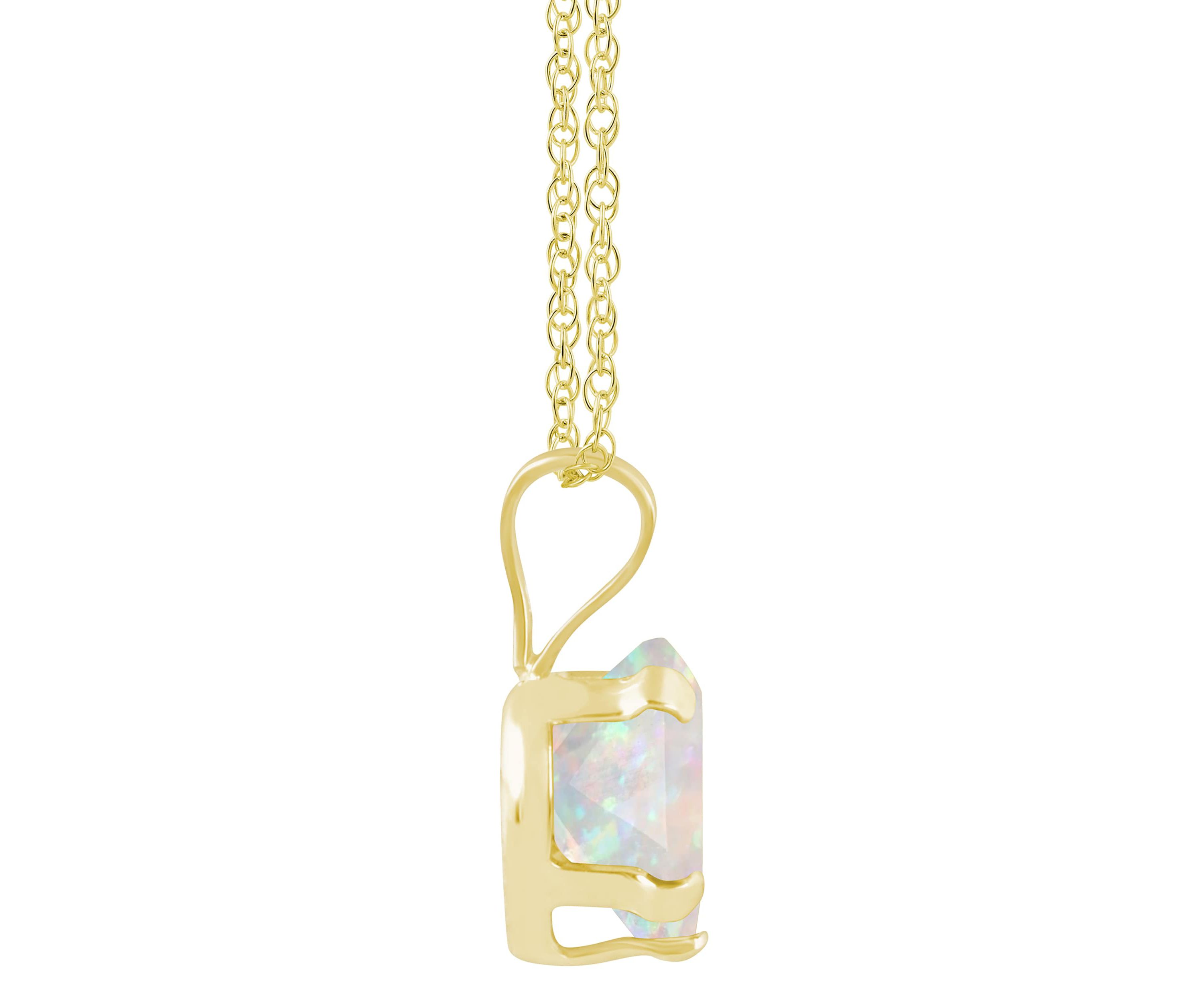 Lab Created 10K Yellow Gold 6mm Heart Shape Created Opal Pendant Necklace