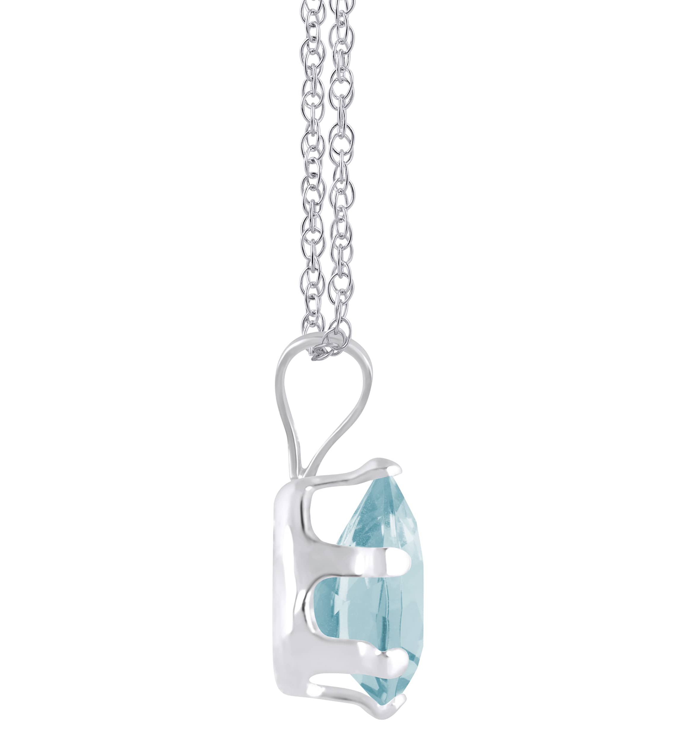 10K Yellow Gold 7x5mm Pear Shape Aquamarine Pendant Necklace
