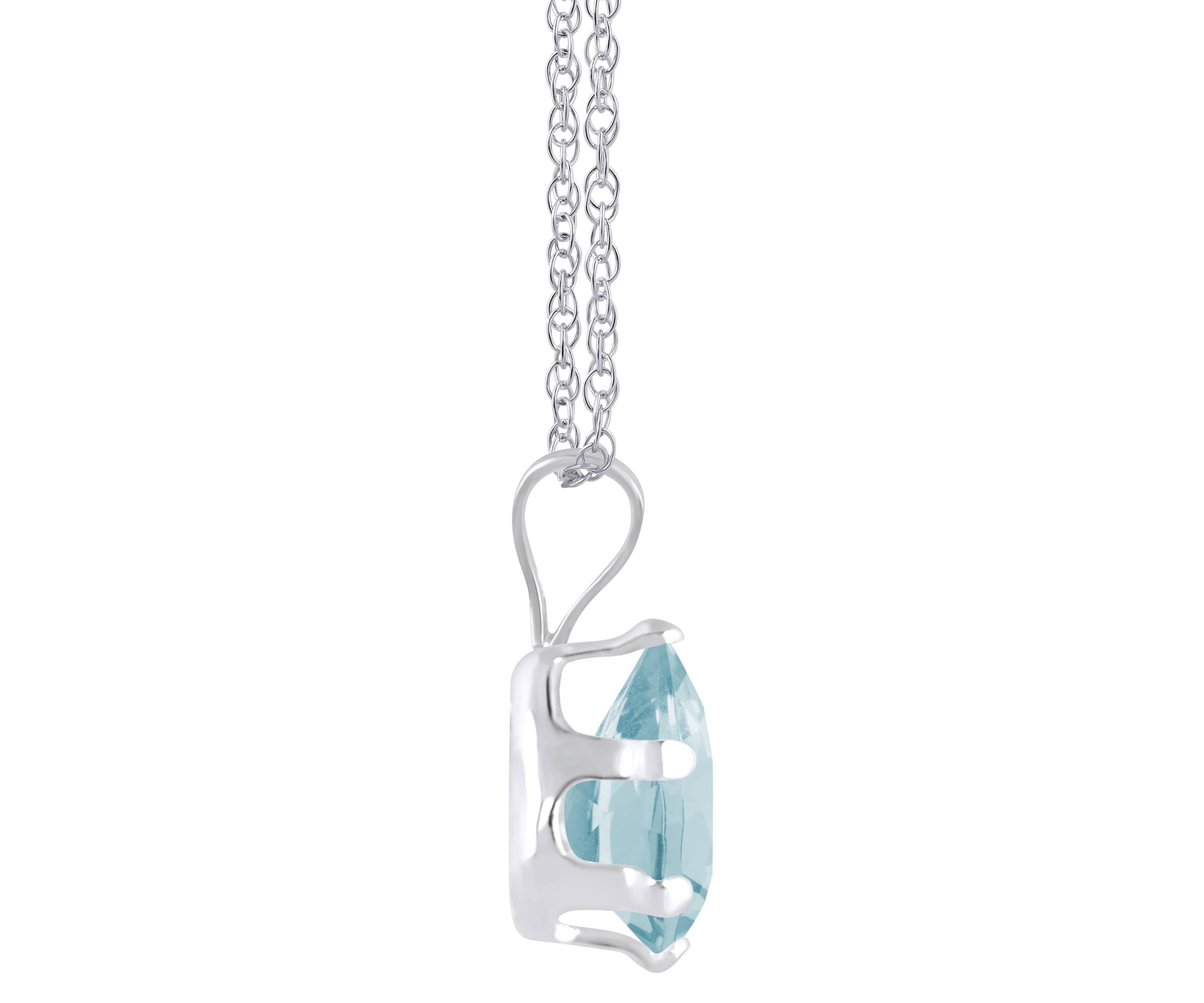 10K Yellow Gold 7x5mm Pear Shape Aquamarine Pendant Necklace