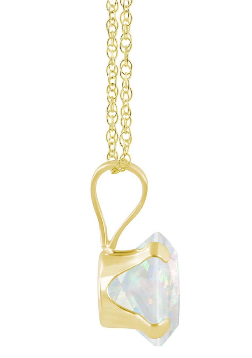 Lab Created 10K Yellow Gold 6mm Round Created Opal Pendant Necklace