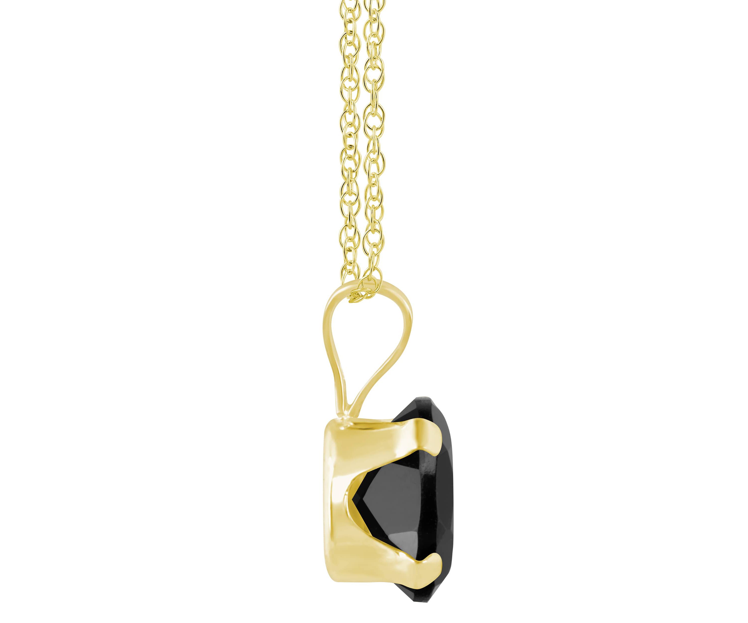10K Yellow Gold 7x5mm Oval Black Onyx Pendant Necklace