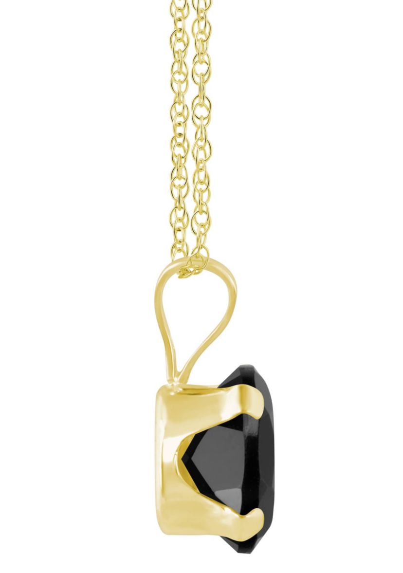10K Yellow Gold 7x5mm Oval Black Onyx Pendant Necklace