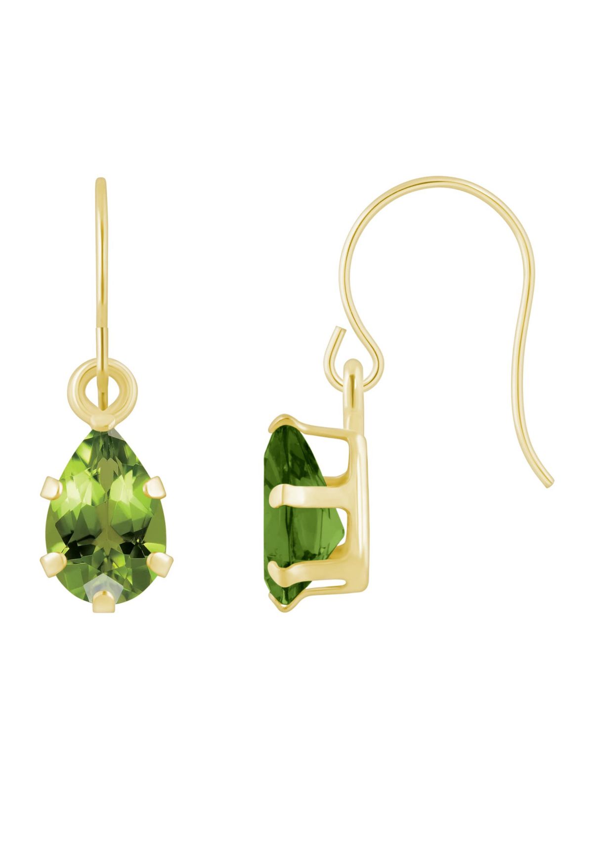 10K White Gold 6x4mm Pear Shape Peridot Drop Earrings