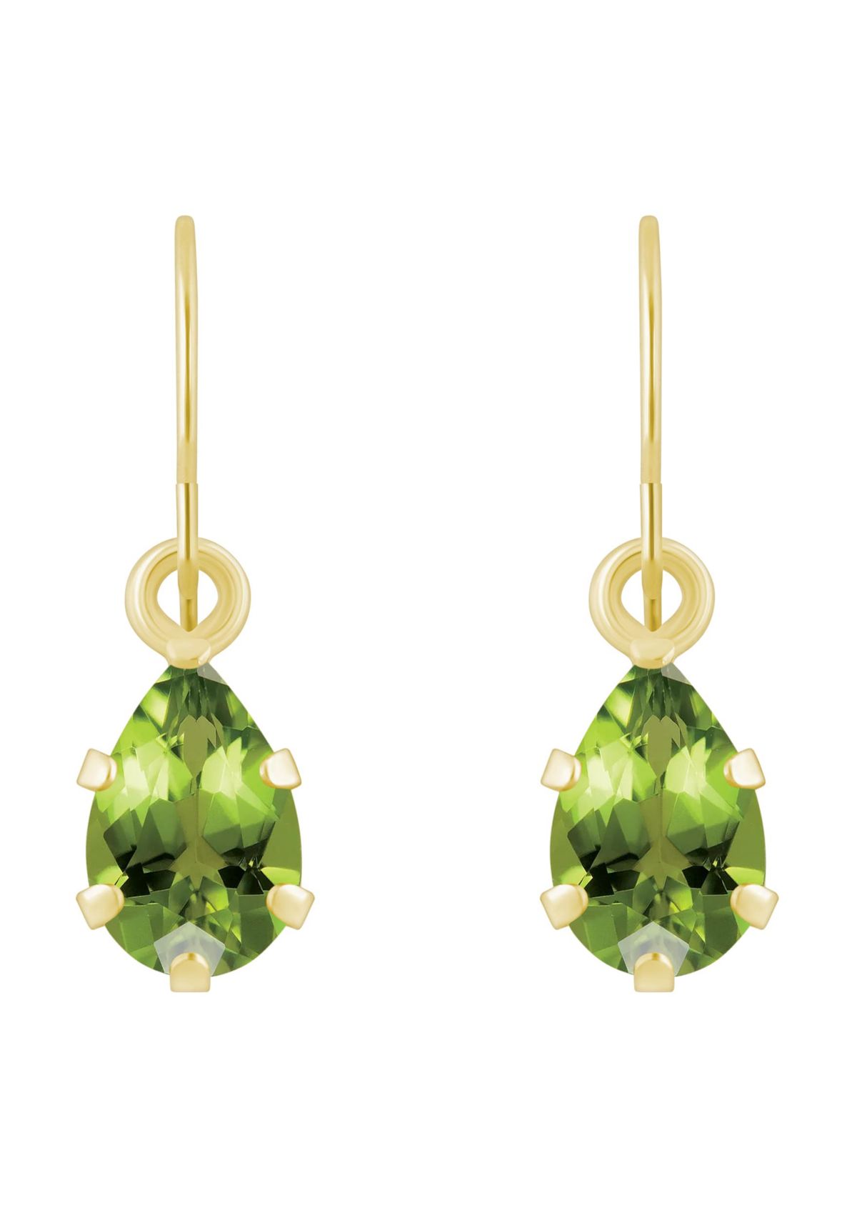 10K White Gold 6x4mm Pear Shape Peridot Drop Earrings