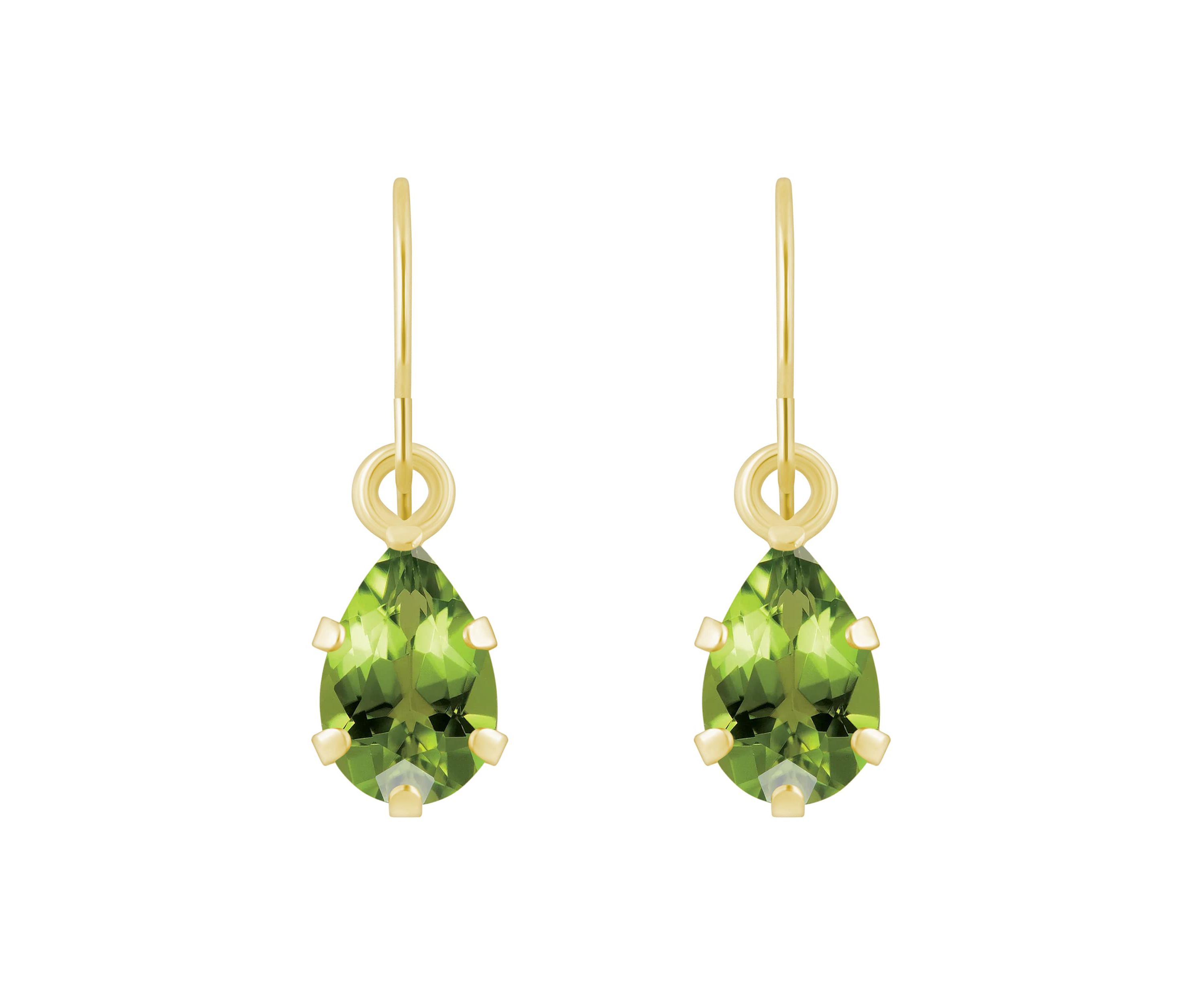 10K White Gold 6x4mm Pear Shape Peridot Drop Earrings