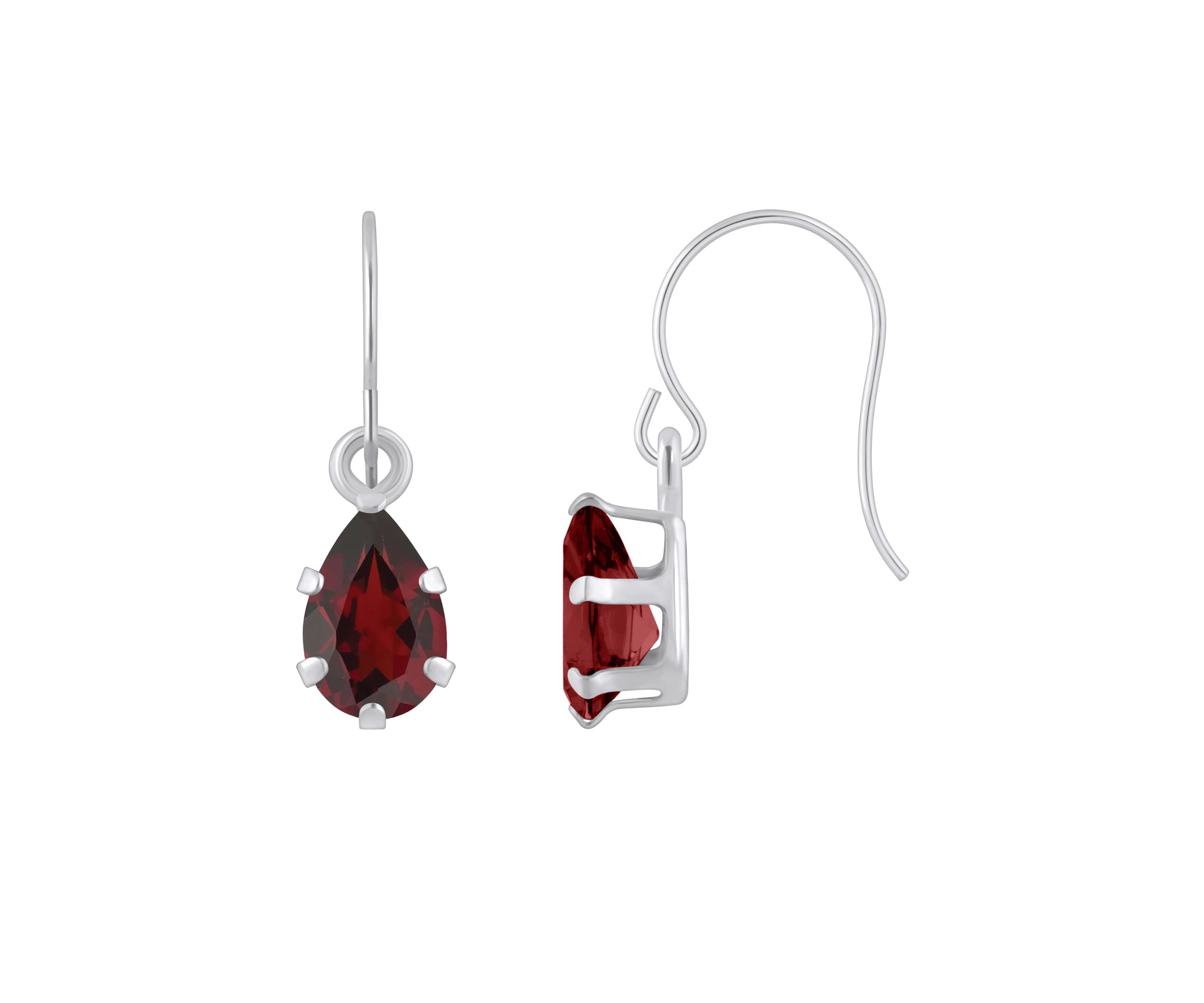 10K Yellow Gold 6x4mm Pear Shape Garnet Drop Earrings