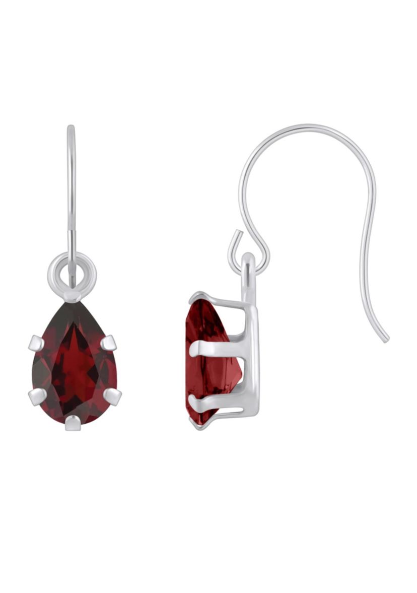 10K Yellow Gold 6x4mm Pear Shape Garnet Drop Earrings