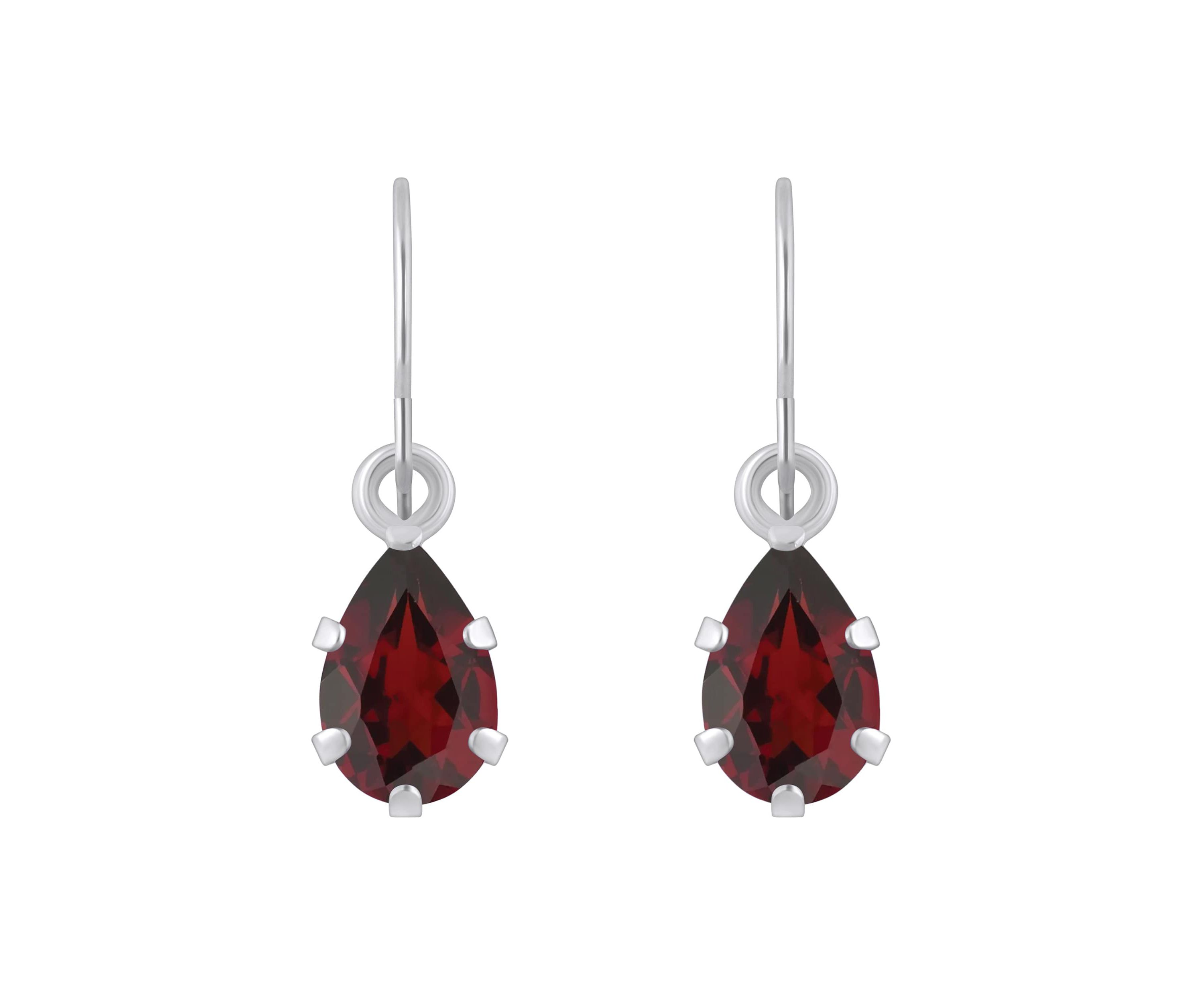 10K Yellow Gold 6x4mm Pear Shape Garnet Drop Earrings