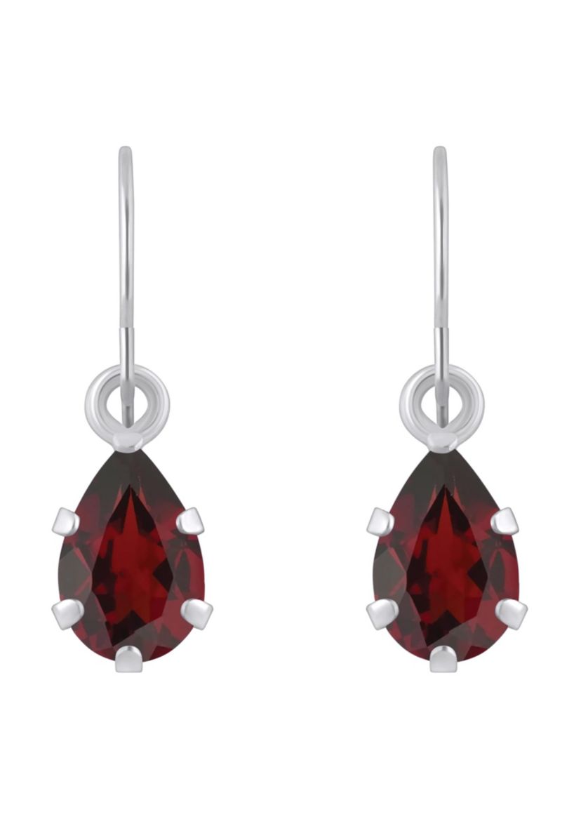 10K Yellow Gold 6x4mm Pear Shape Garnet Drop Earrings