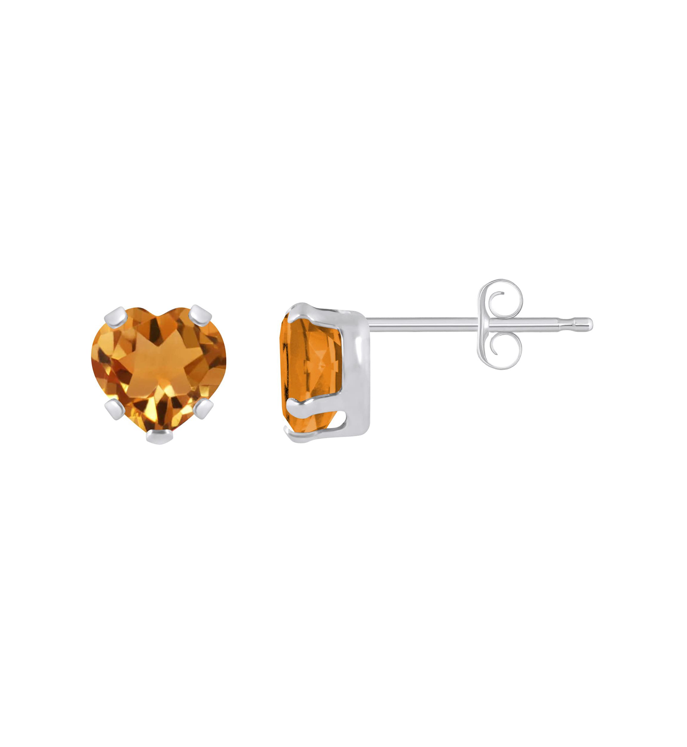 10K Yellow Gold 5mm Heart Shape Citrine Stud Earrings