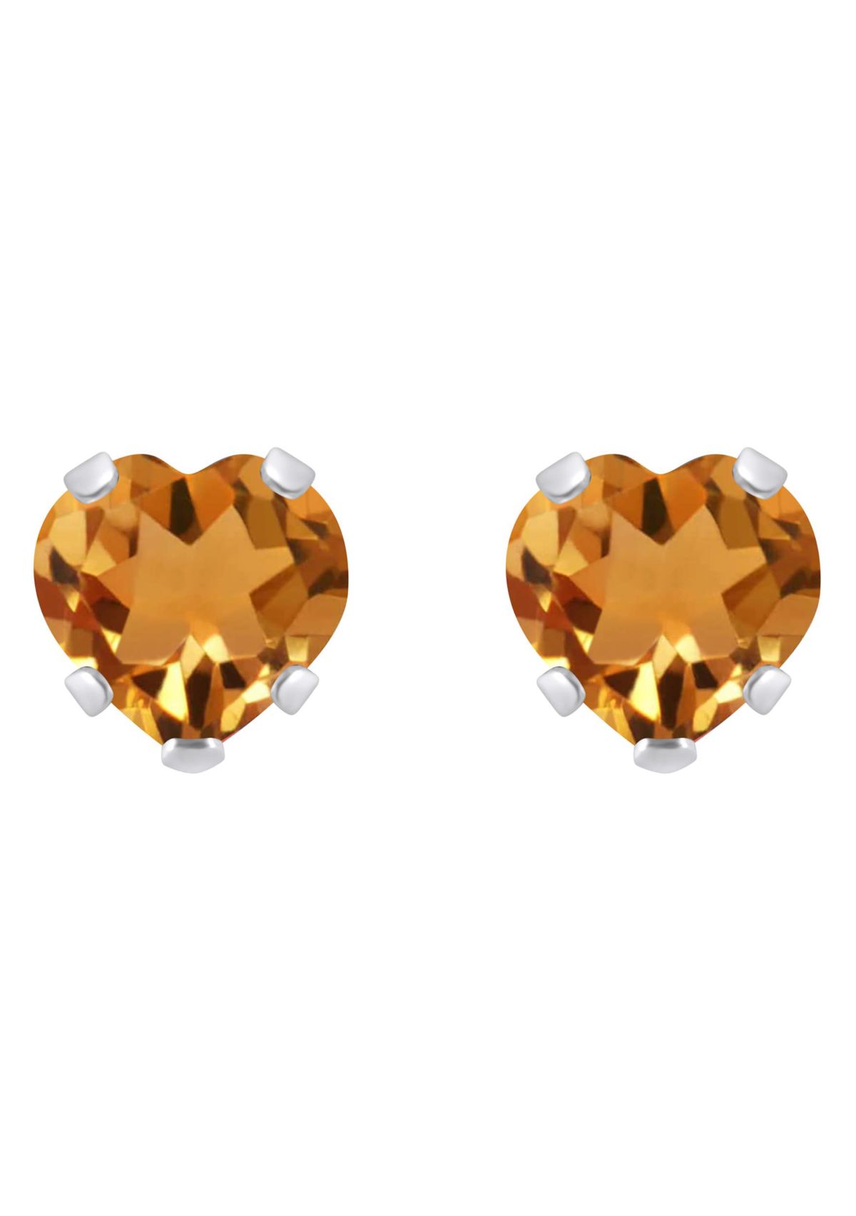 10K Yellow Gold 5mm Heart Shape Citrine Stud Earrings