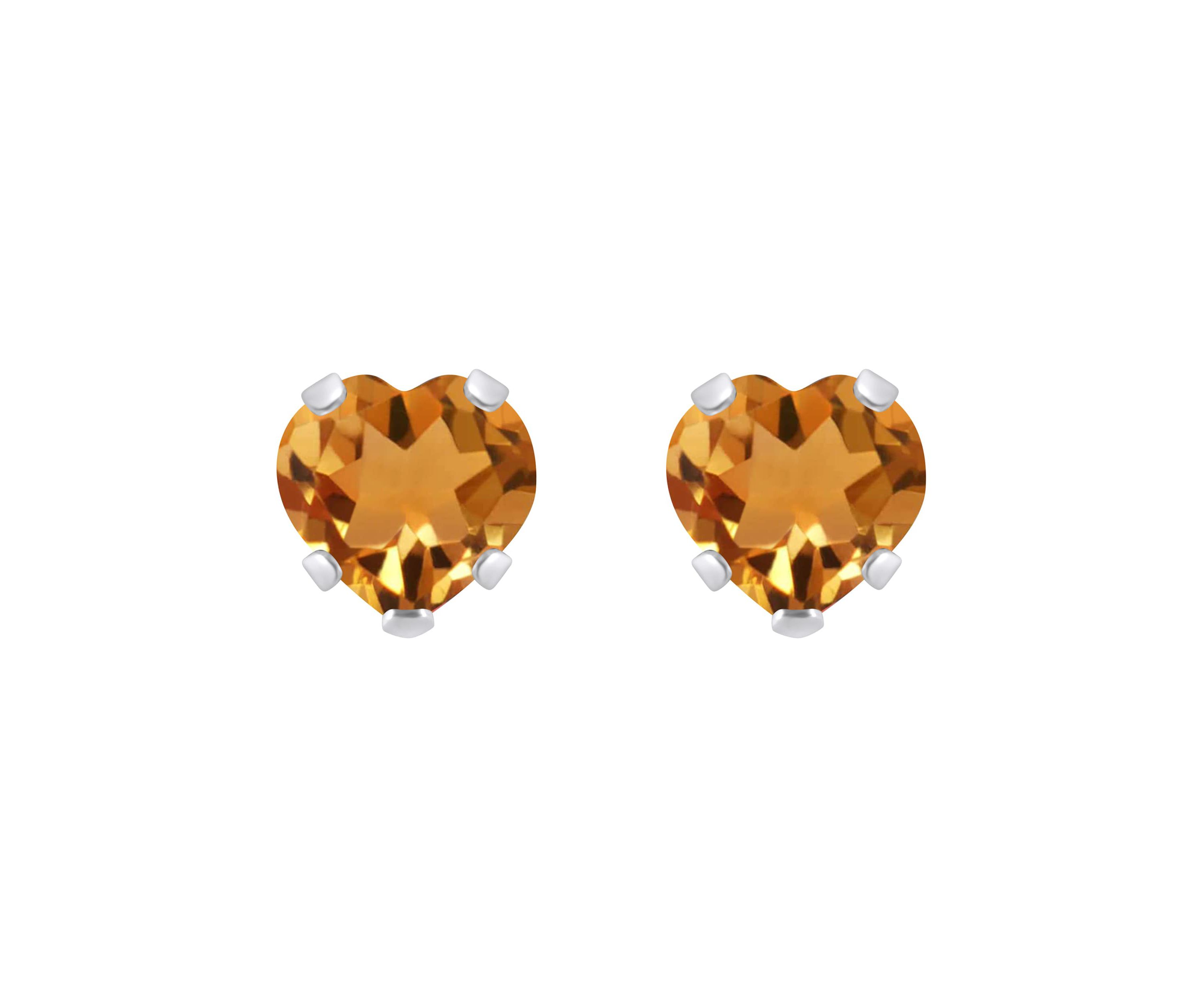 10K Yellow Gold 5mm Heart Shape Citrine Stud Earrings